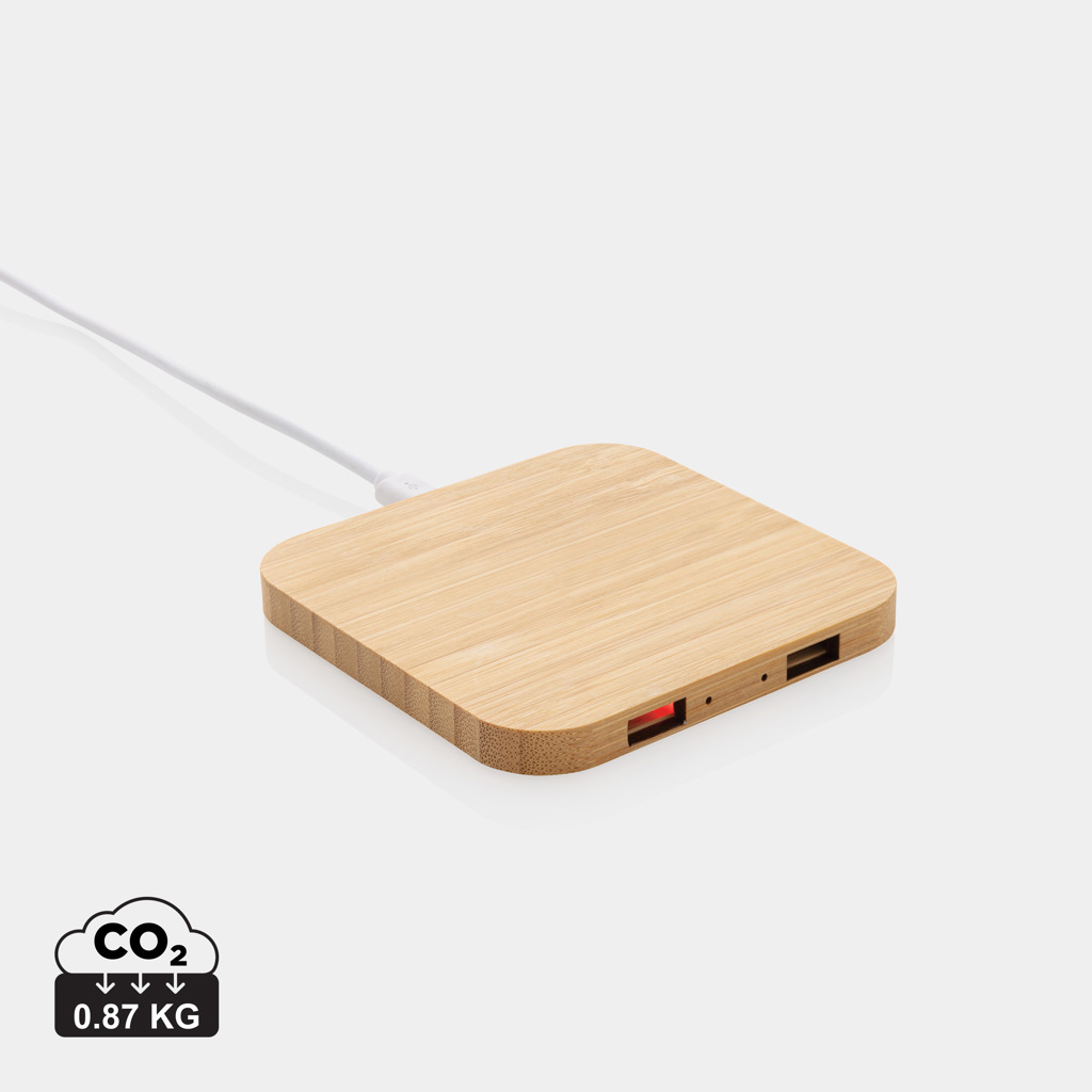 Miniature 1 pour Chargeur sans fil 10W et avec ports USB en bambou FSC®