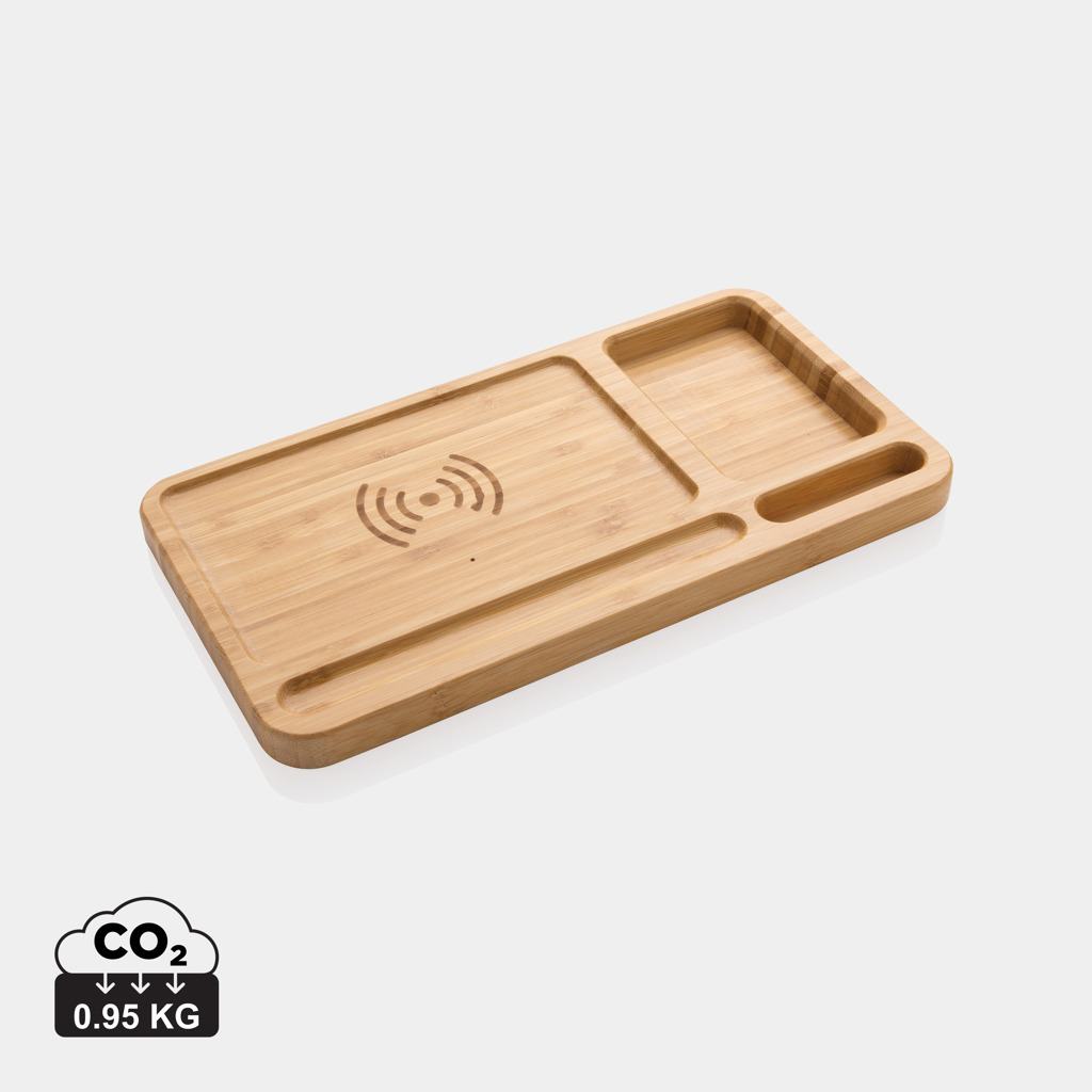 Miniature 1 pour Organiseur de bureau en bambou avec chargeur 10W FSC®