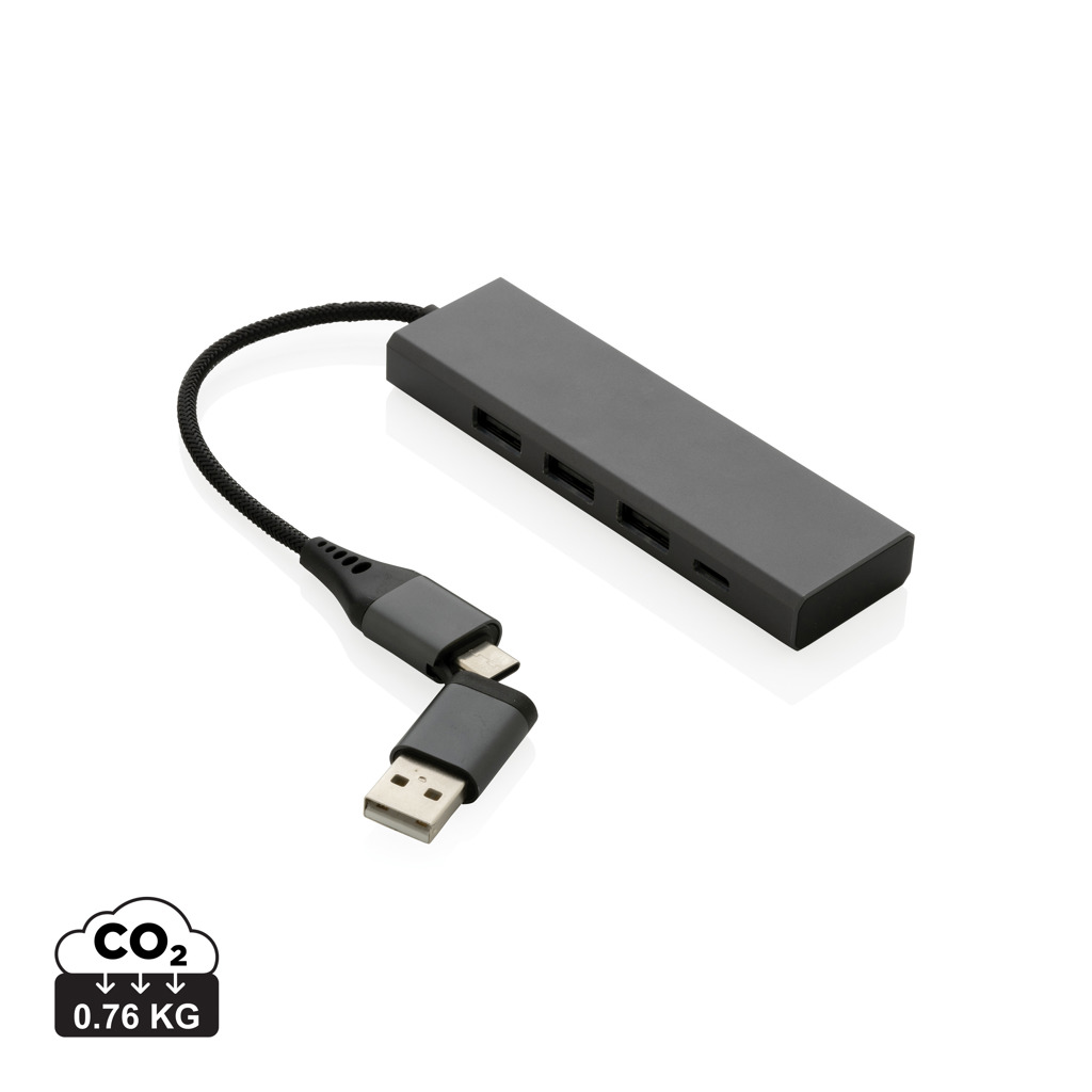 Miniature 1 pour Hub avec 3 ports USB en aluminium recyclé RCS Terra
