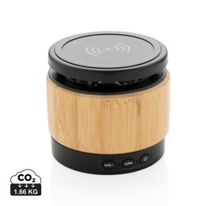 Visuel Enceinte 3W avec chargeur à induction en bambou