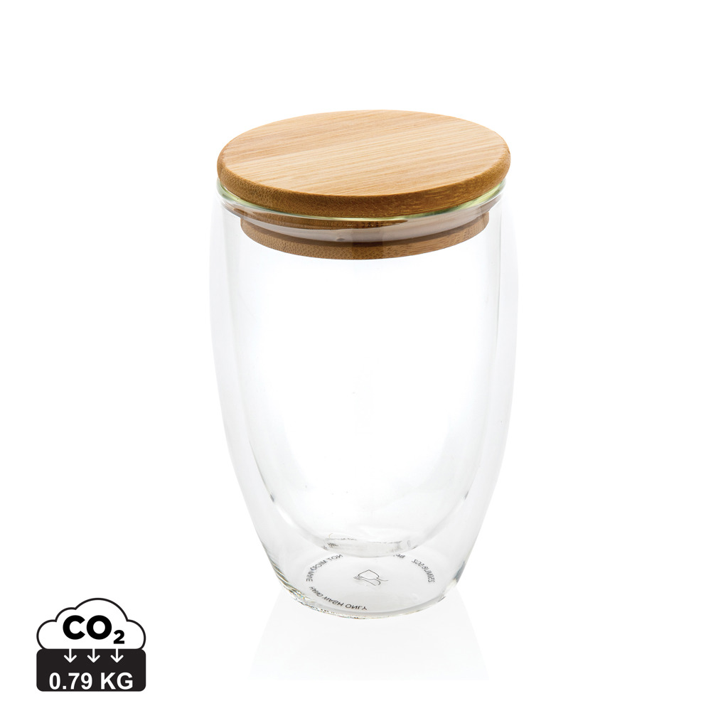 Miniature 1 pour Verre double paroi 350ml avec couvercle en bambou