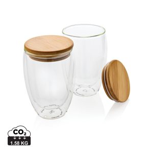 Visuel Set de 2 Verres double paroi 350ml avec couvercle en bambou