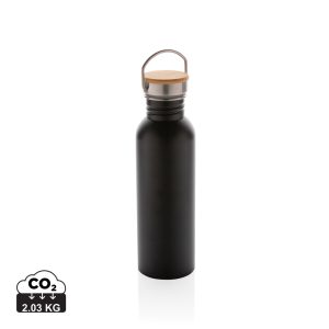 Visuel Bouteille en acier inoxydable avec couvercle en bambou