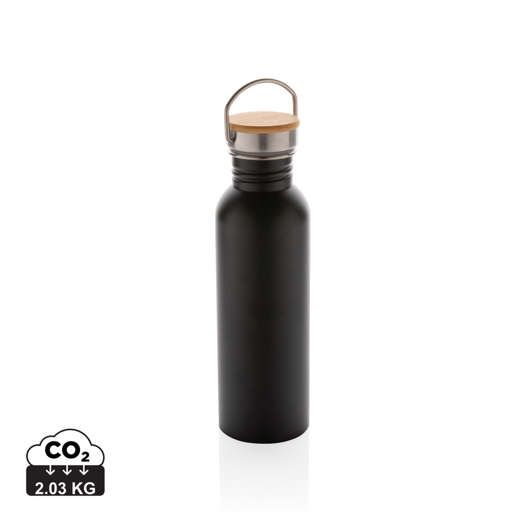 Miniature 1 pour Bouteille en acier inoxydable avec couvercle en bambou