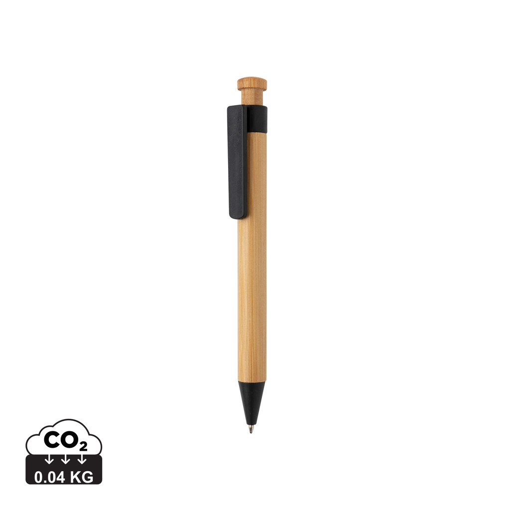 Miniature 1 pour Stylo en bambou avec clip en fibre de paille