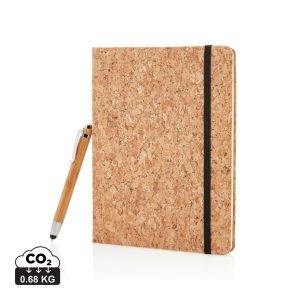 Visuel Carnet de notes en liège avec stylo en bambou A5