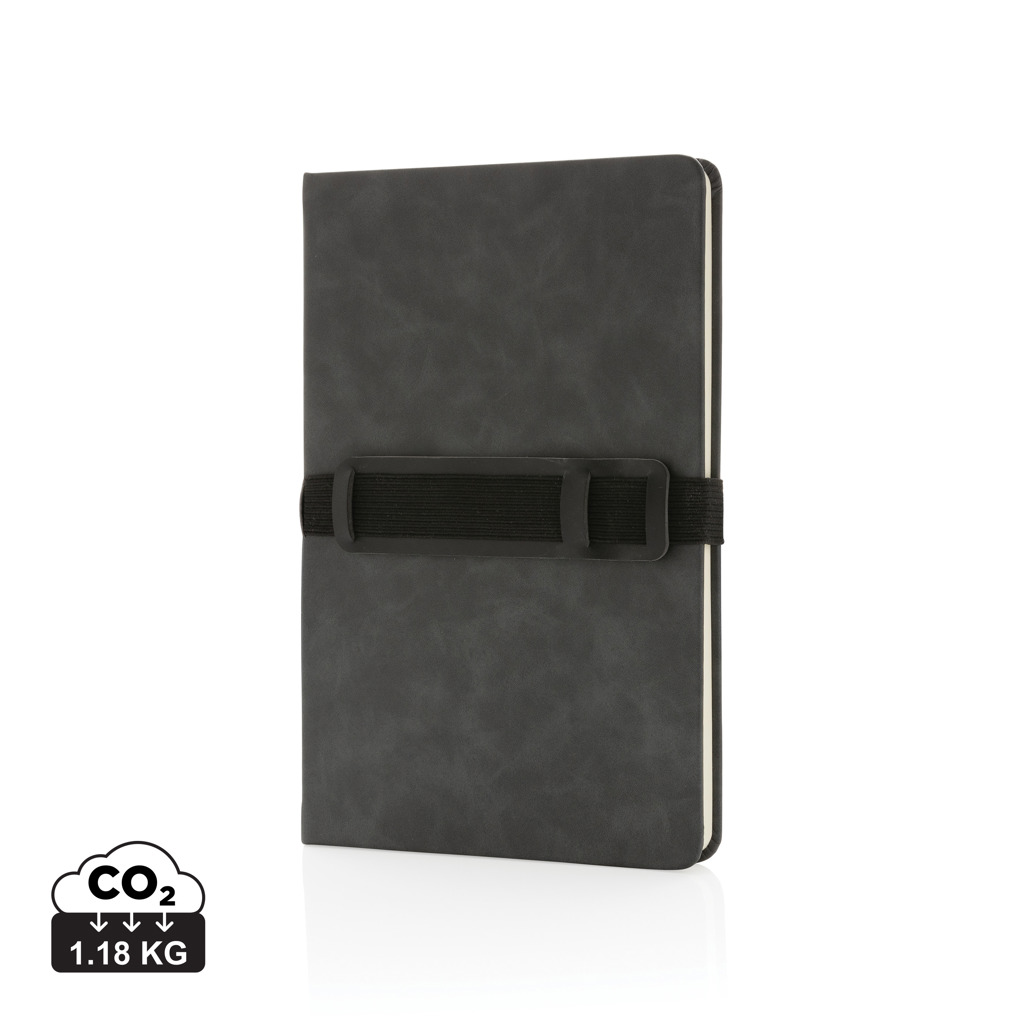Miniature 1 pour Carnet de notes A5 en PU avec porte téléphone et porte stylo