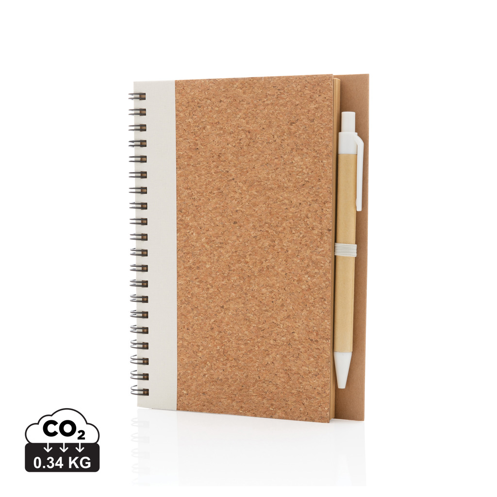 Miniature 11 pour Cahier à spirales en liège avec stylo