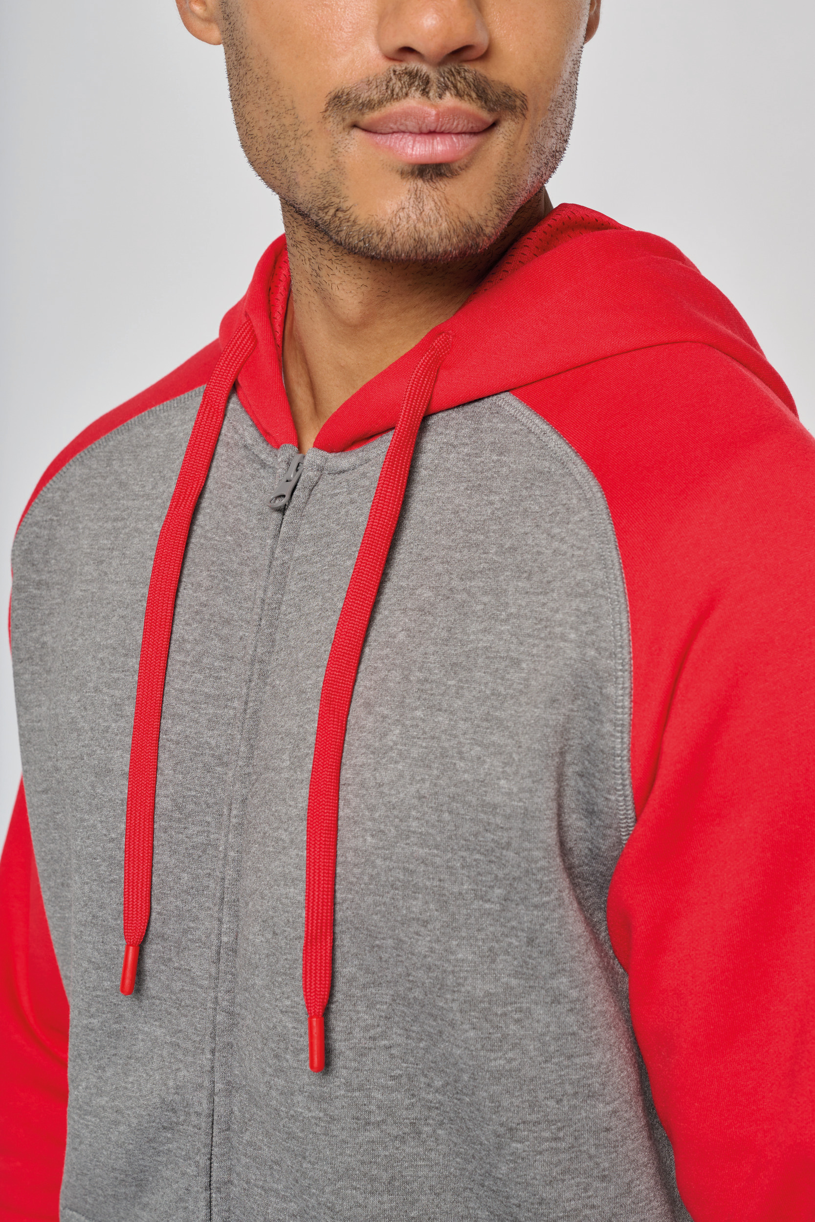 Miniature 10 pour Veste molleton zippée capuche bicolore unisexe