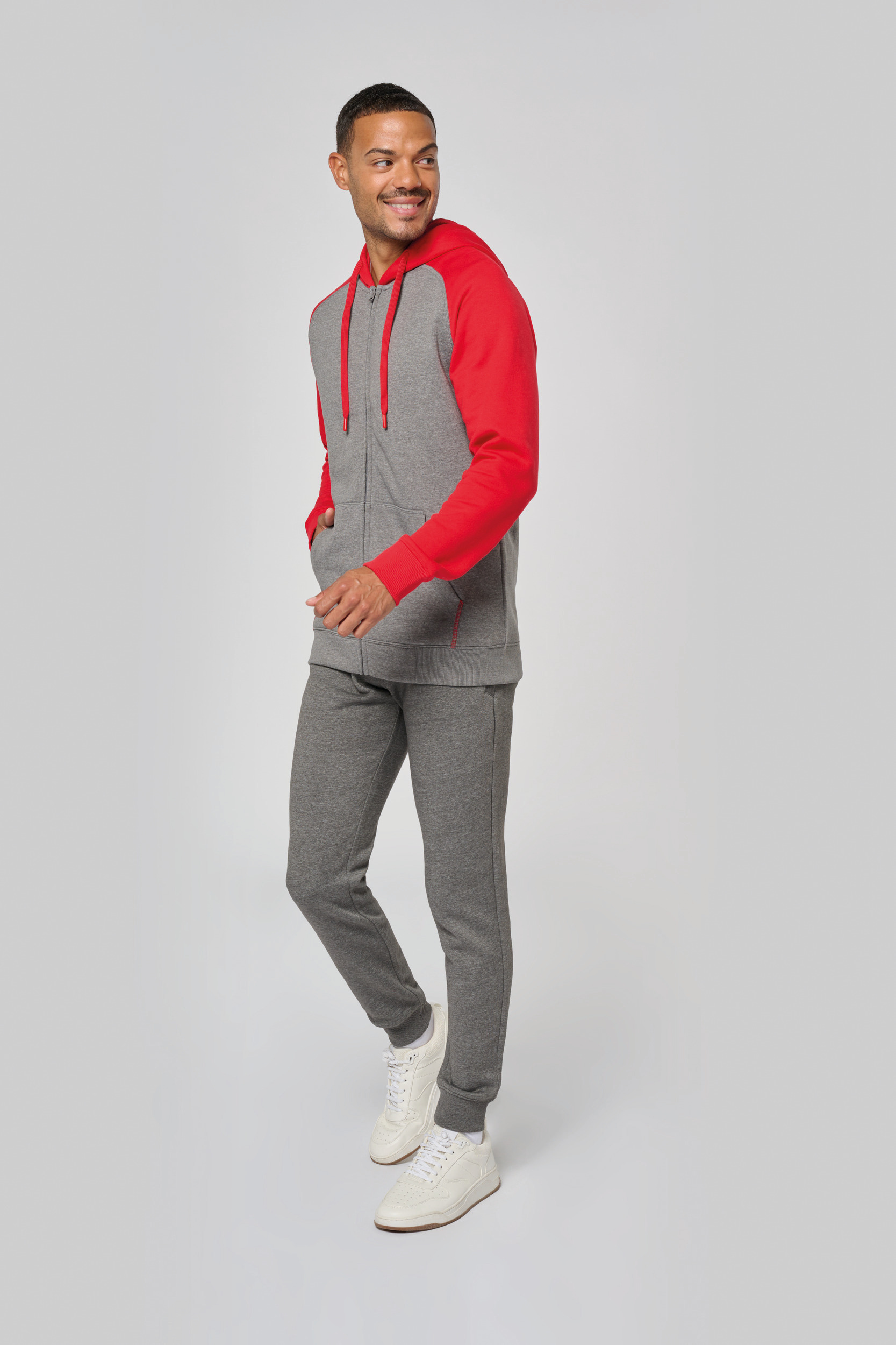 Miniature 4 pour Veste molleton zippée capuche bicolore unisexe