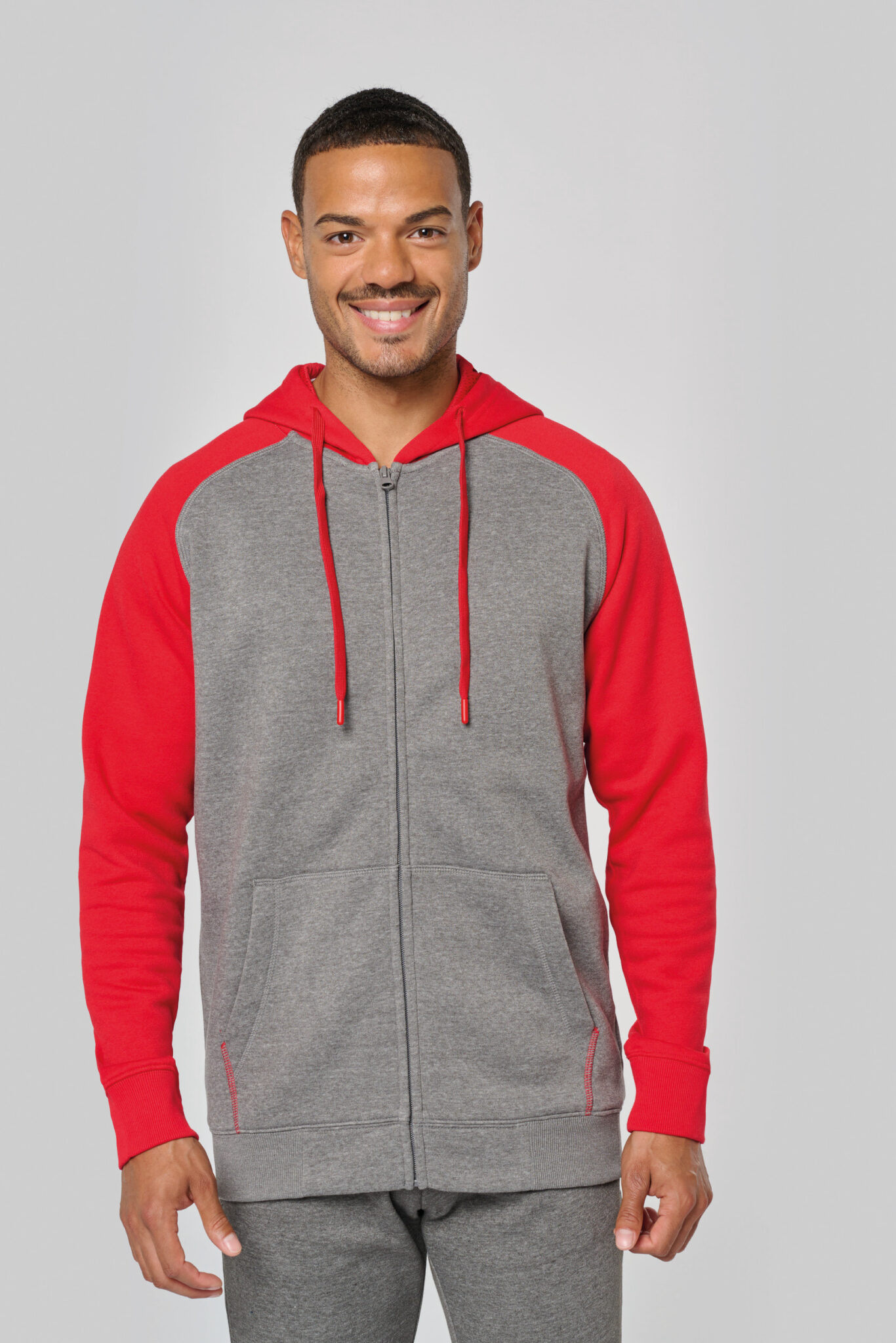 Miniature 3 pour Veste molleton zippée capuche bicolore unisexe