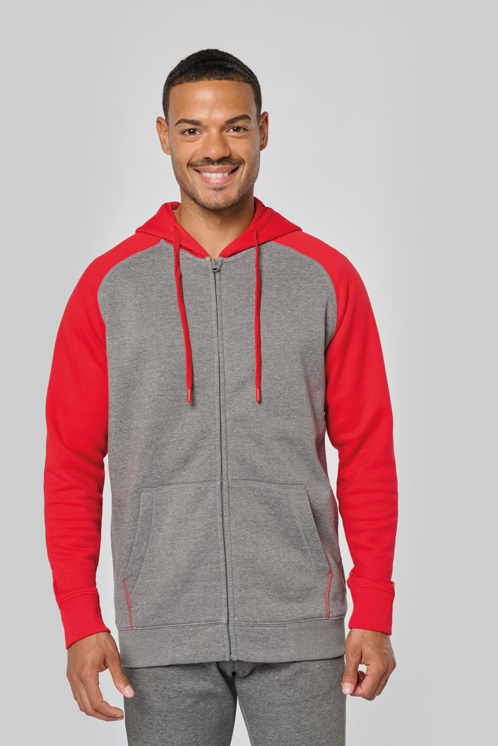 Miniature 3 pour Veste molleton zippée capuche bicolore unisexe