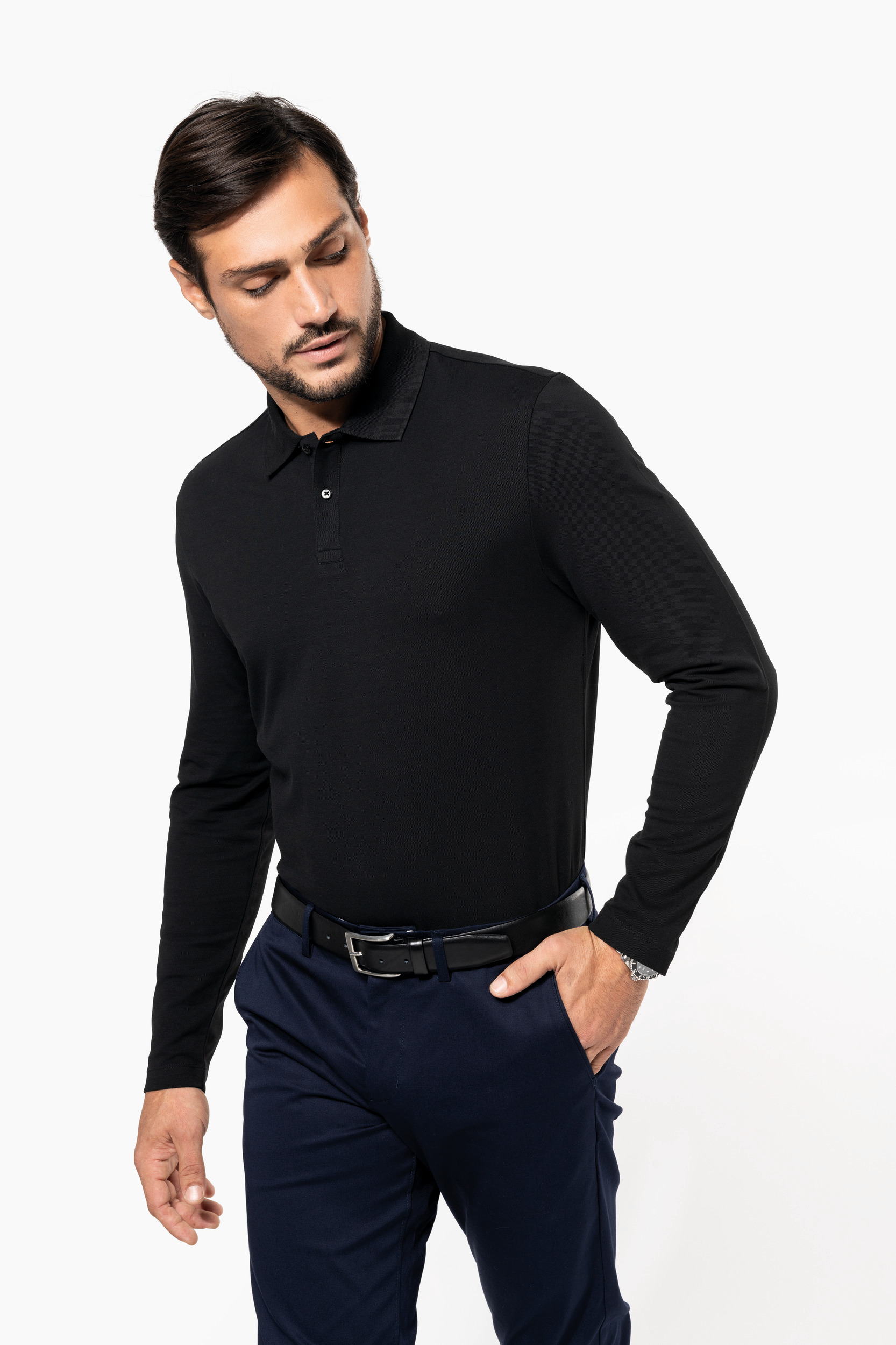 Miniature 3 pour Polo Supima® manches longues homme