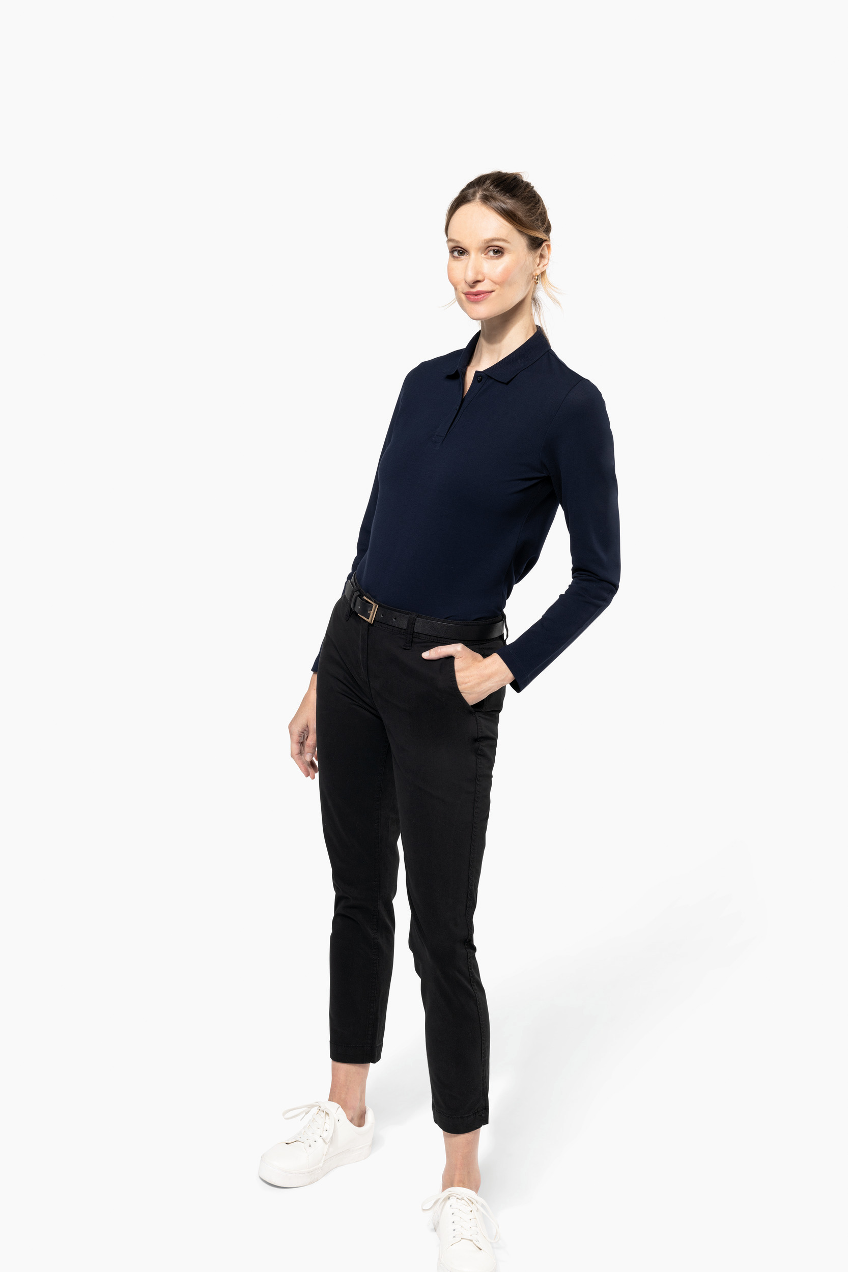 Miniature 6 pour Polo Supima® manches longues femme