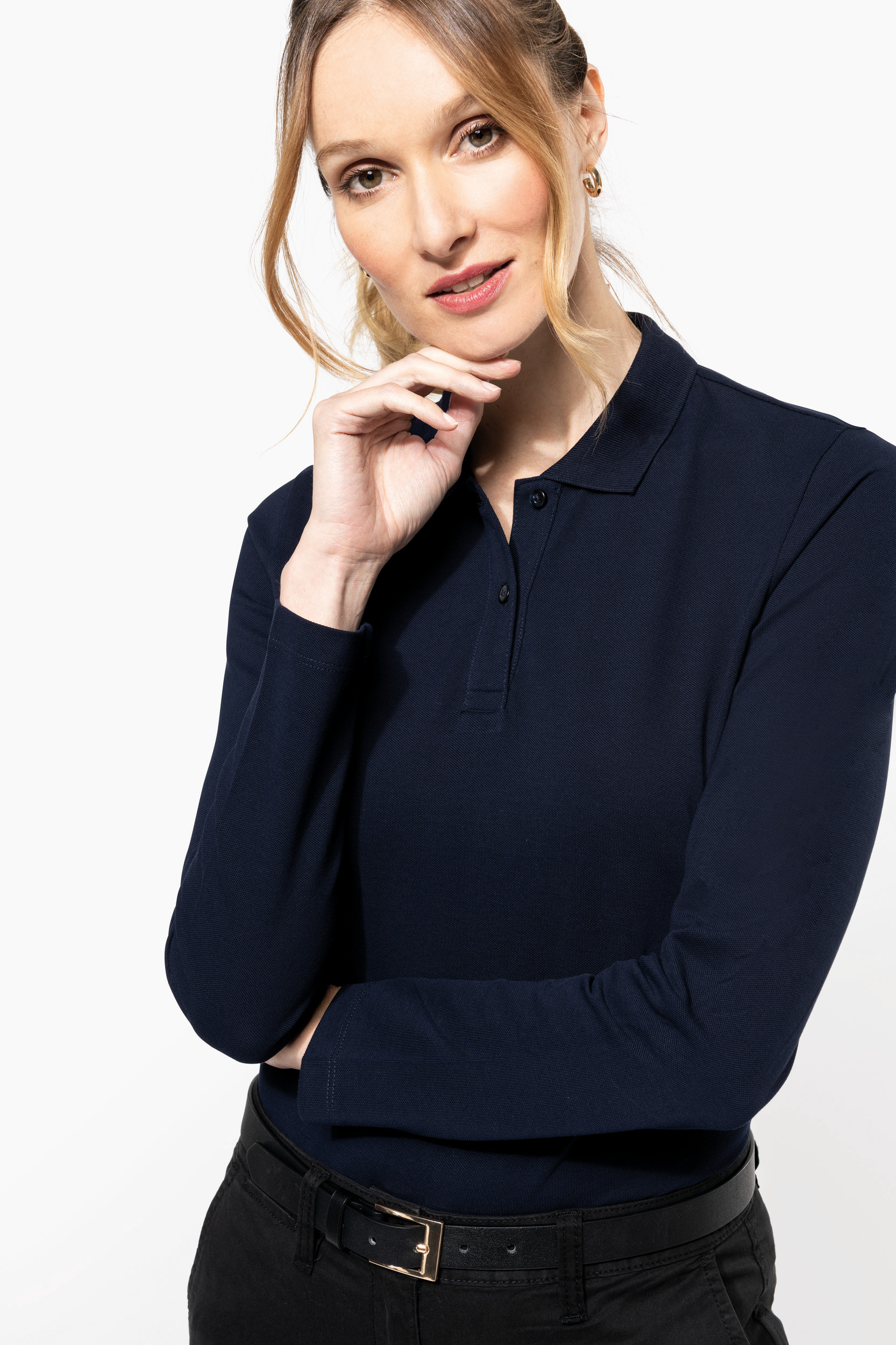 Miniature 4 pour Polo Supima® manches longues femme