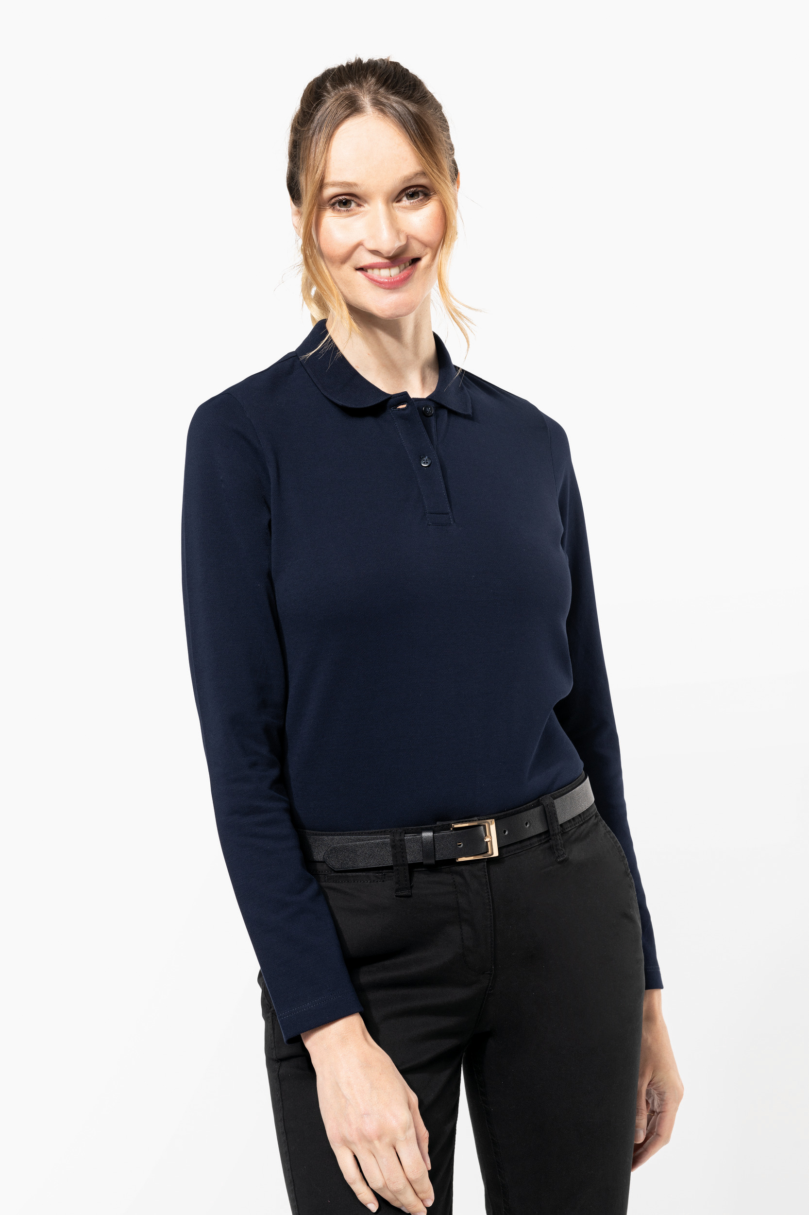 Miniature 3 pour Polo Supima® manches longues femme