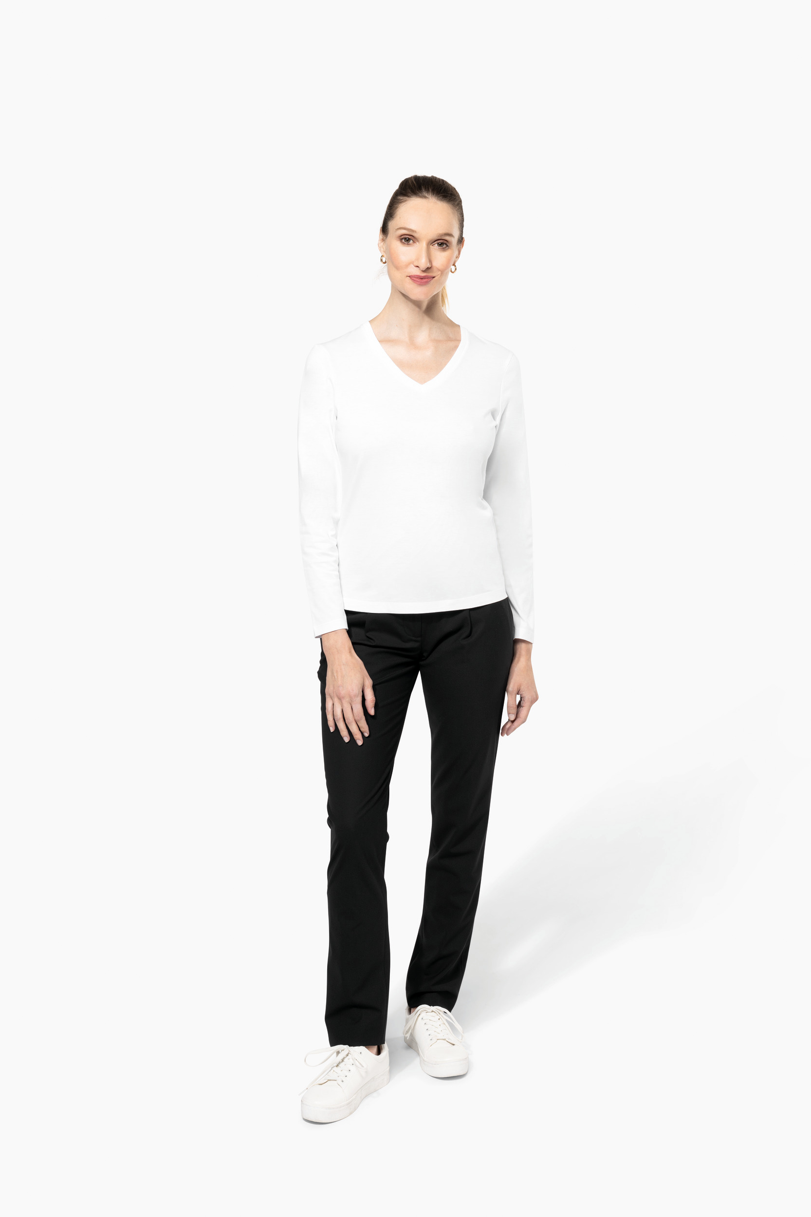 Miniature 4 pour T-shirt Supima® col V manches longues femme