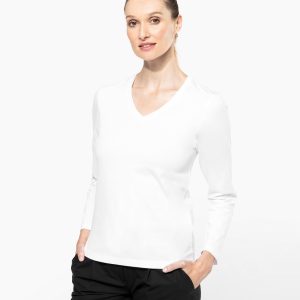 Visuel T-shirt Supima® col V manches longues femme