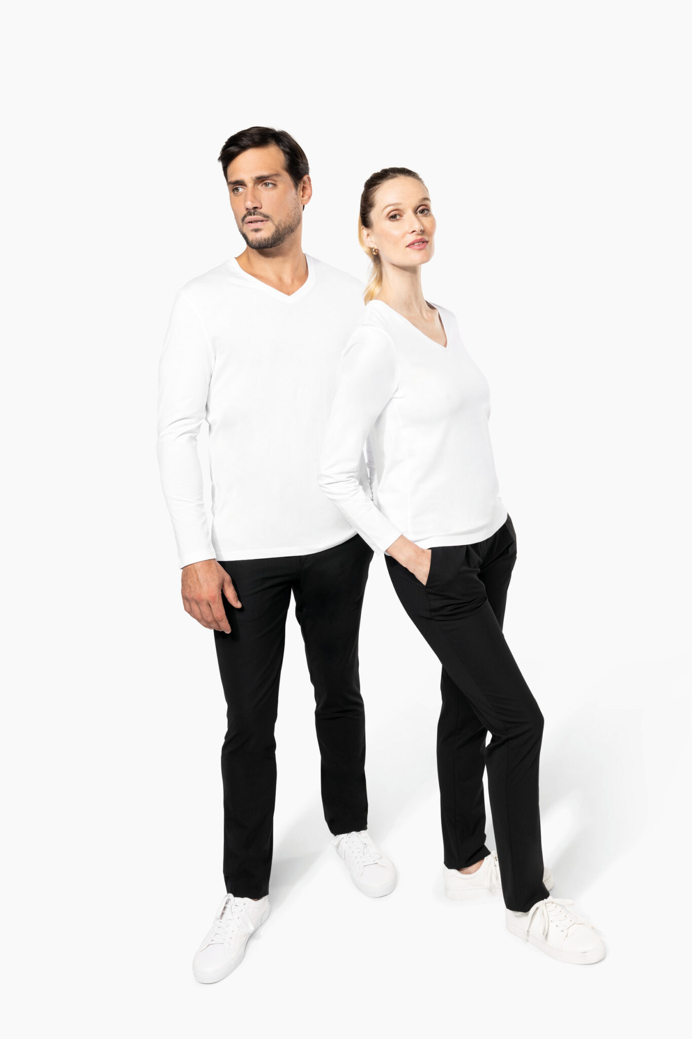 Miniature 8 pour T-shirt Supima® col V manches longues femme
