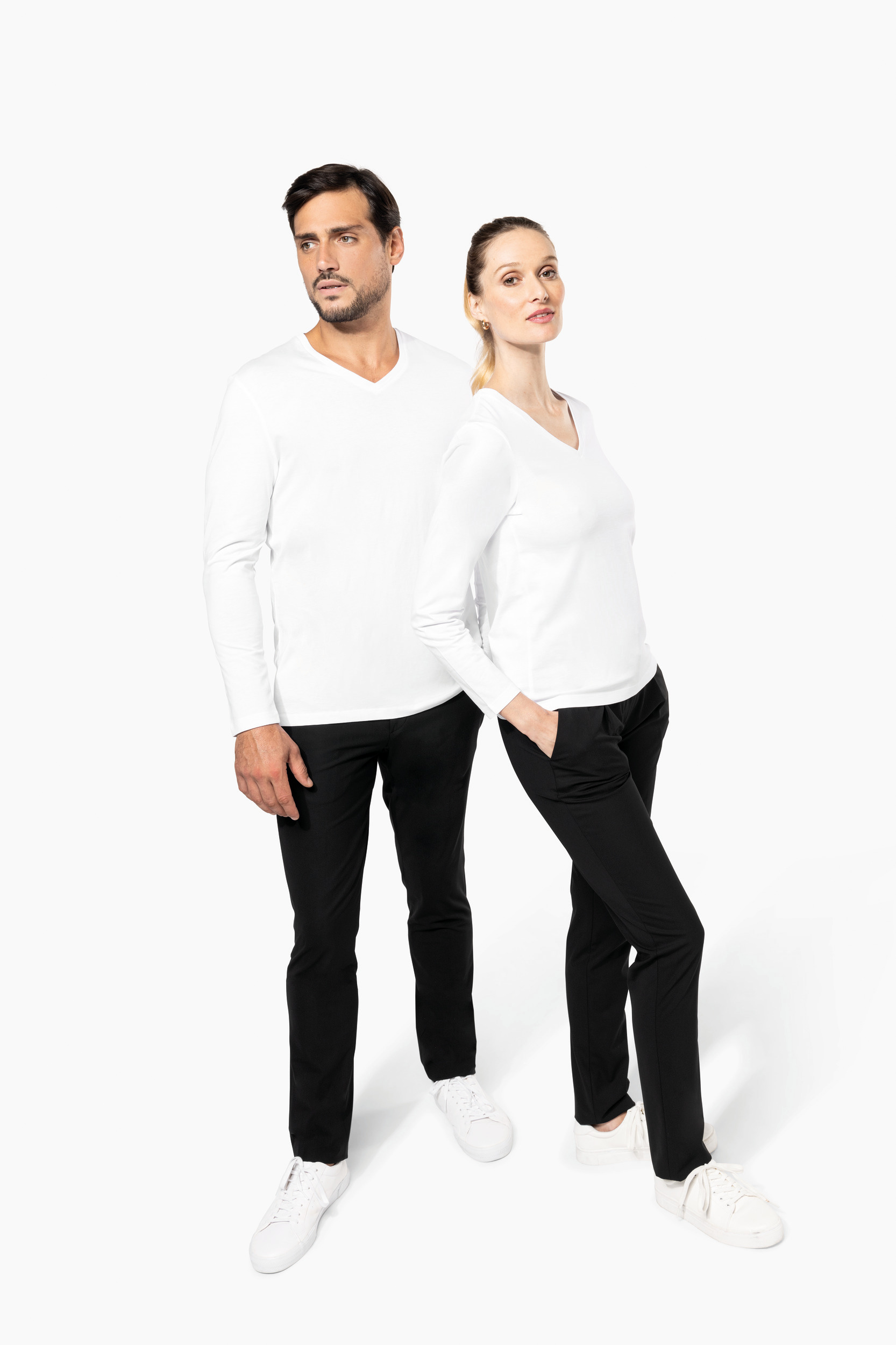 Miniature 8 pour T-shirt Supima® col V manches longues femme