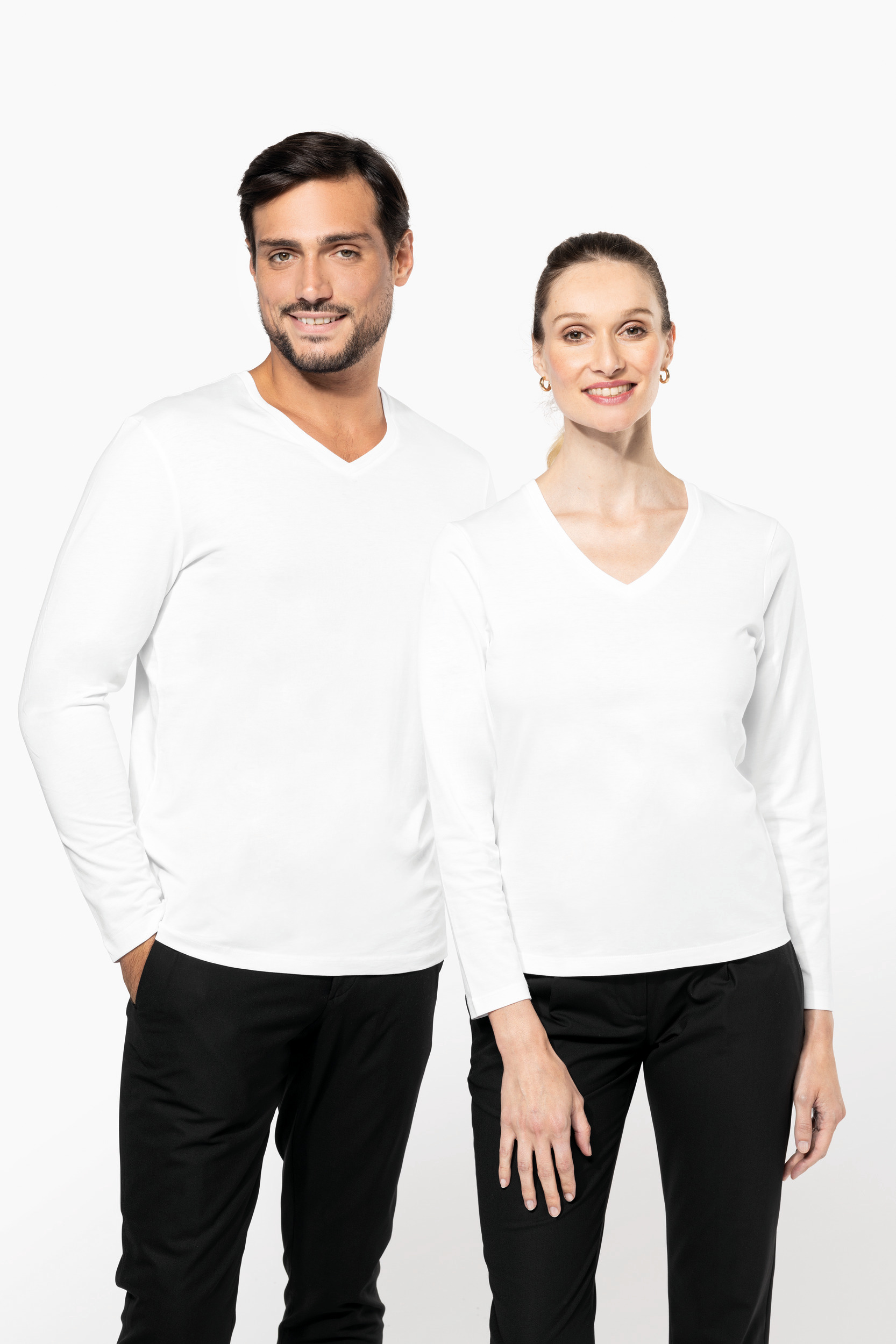 Miniature 6 pour T-shirt Supima® col V manches longues femme