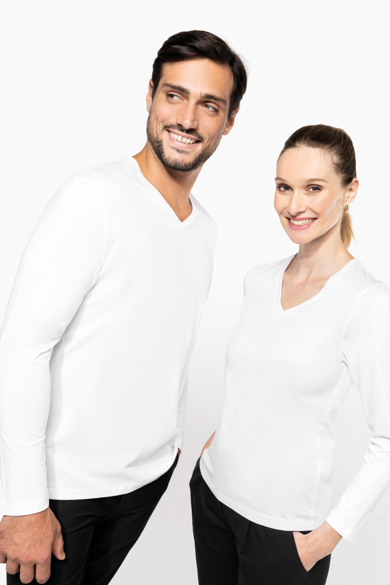 Miniature 7 pour T-shirt Supima® col V manches longues femme