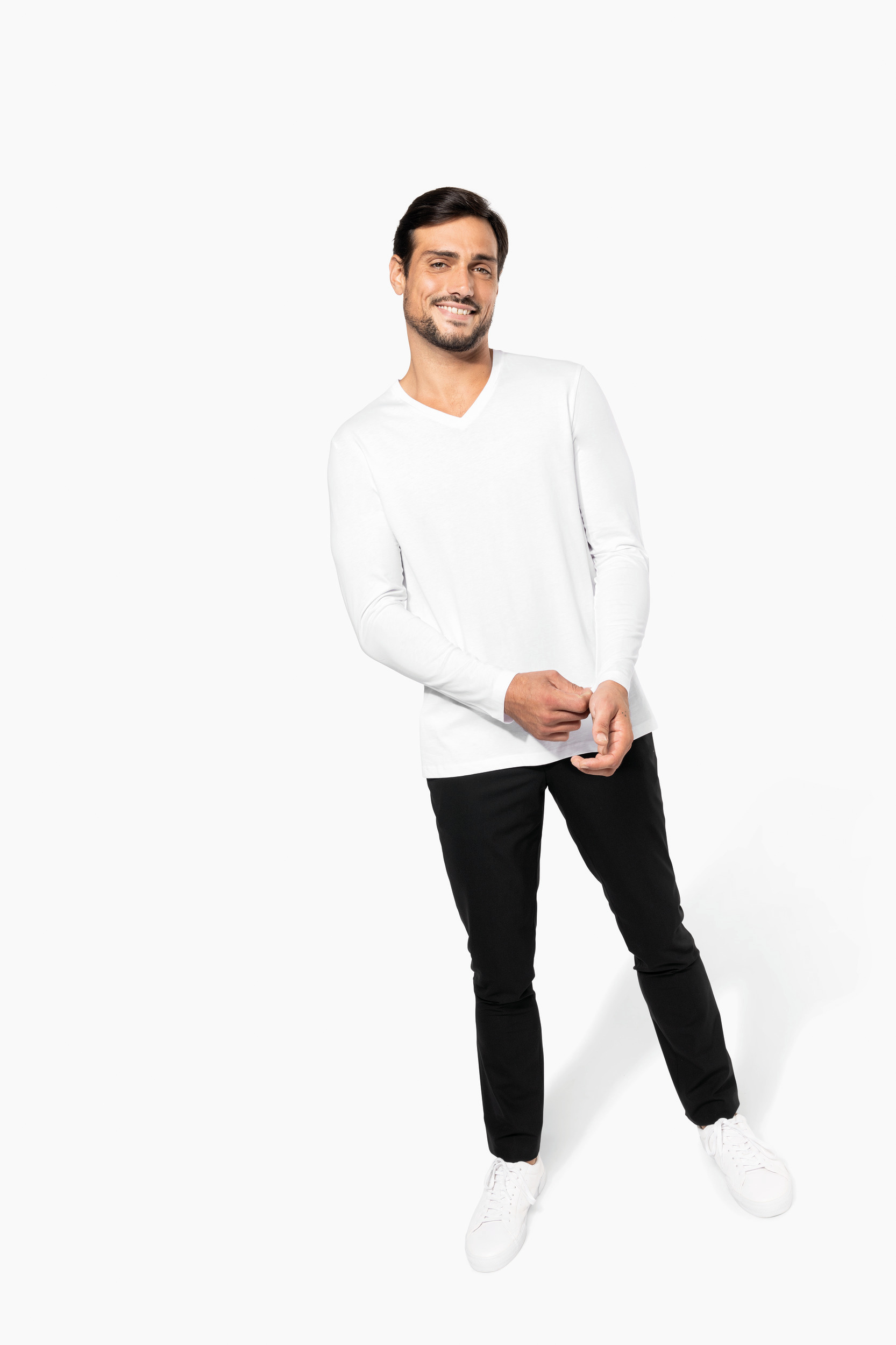 Miniature 5 pour T-shirt Supima® col V manches longues homme