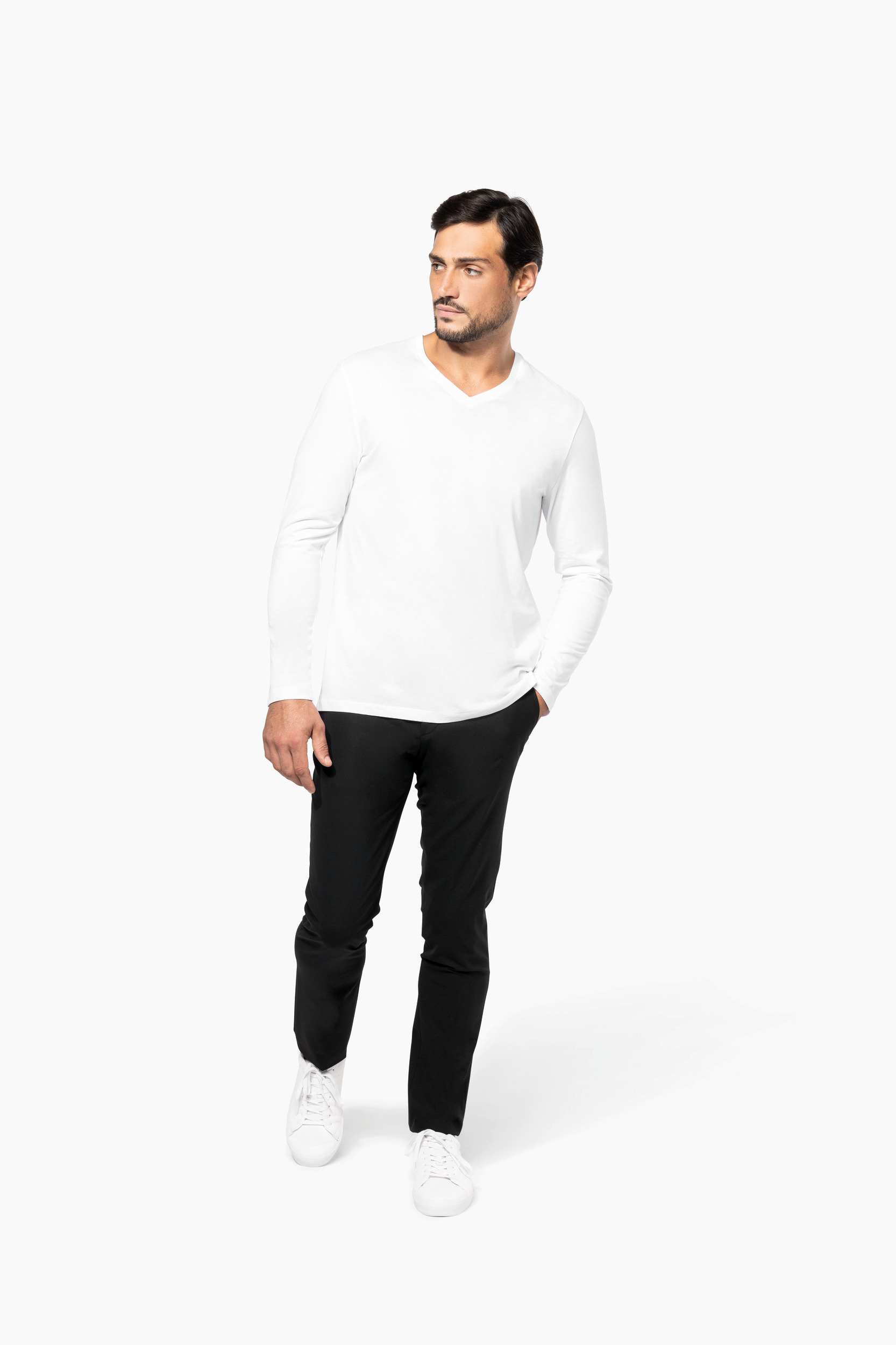 Miniature 4 pour T-shirt Supima® col V manches longues homme