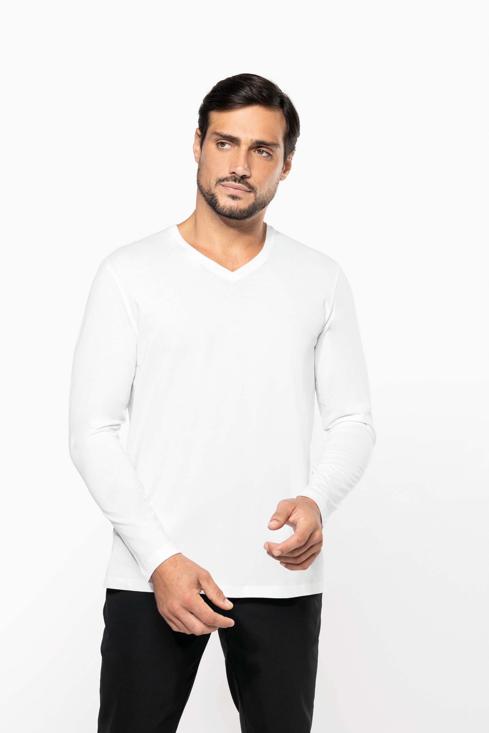 Miniature 1 pour T-shirt Supima® col V manches longues homme