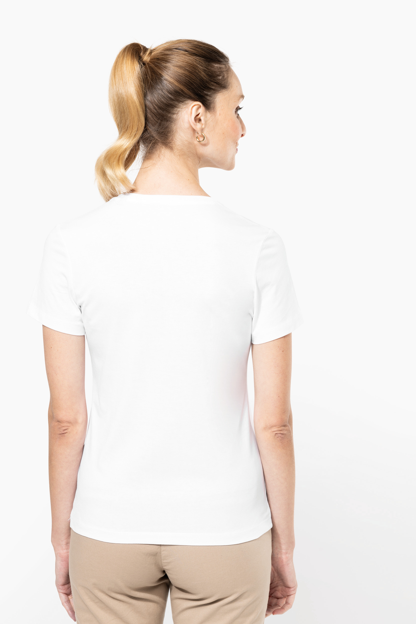 Miniature 2 pour T-shirt Supima® col V manches courtes femme