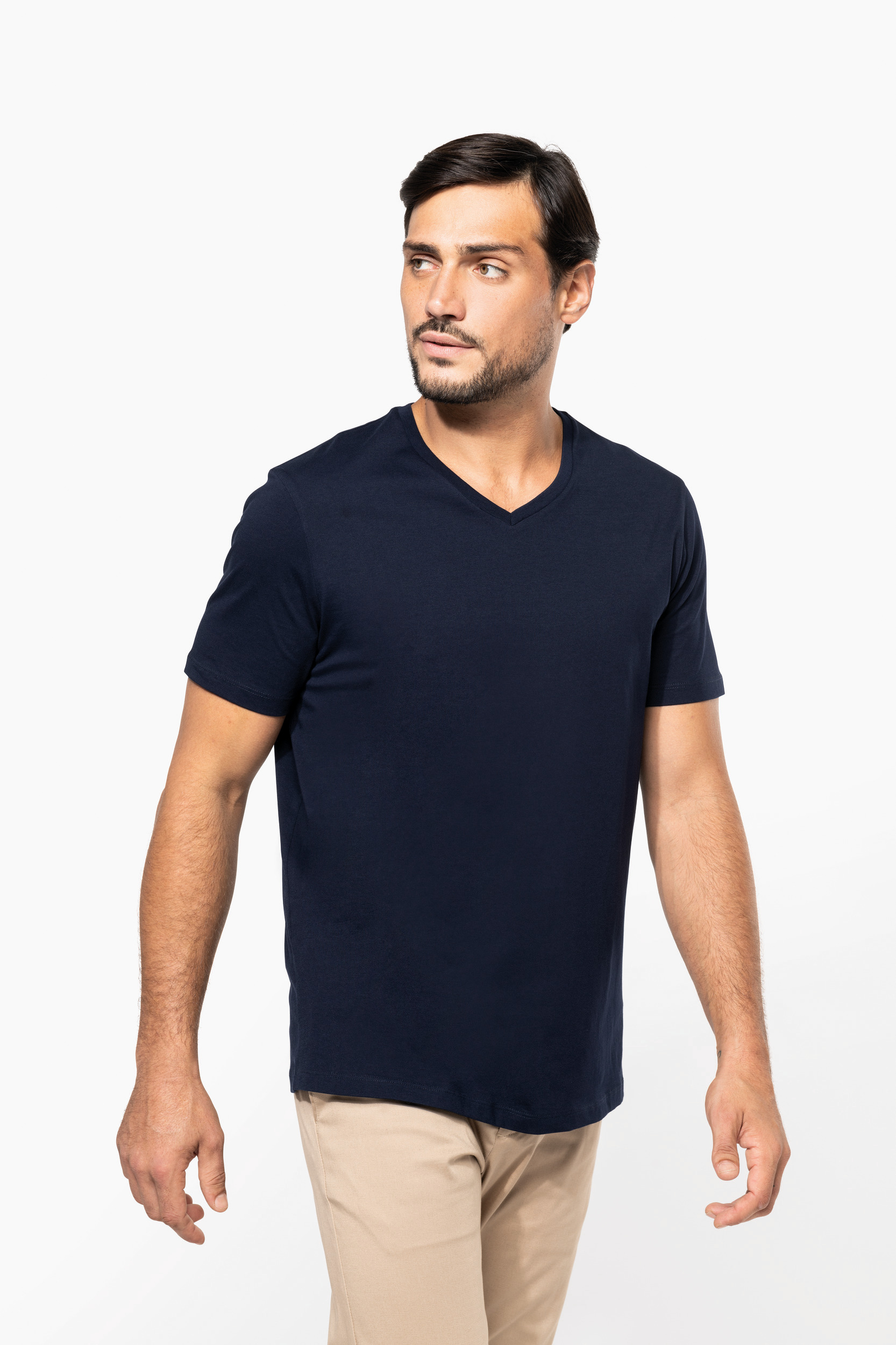 Miniature 3 pour T-shirt Supima® col V manches courtes homme