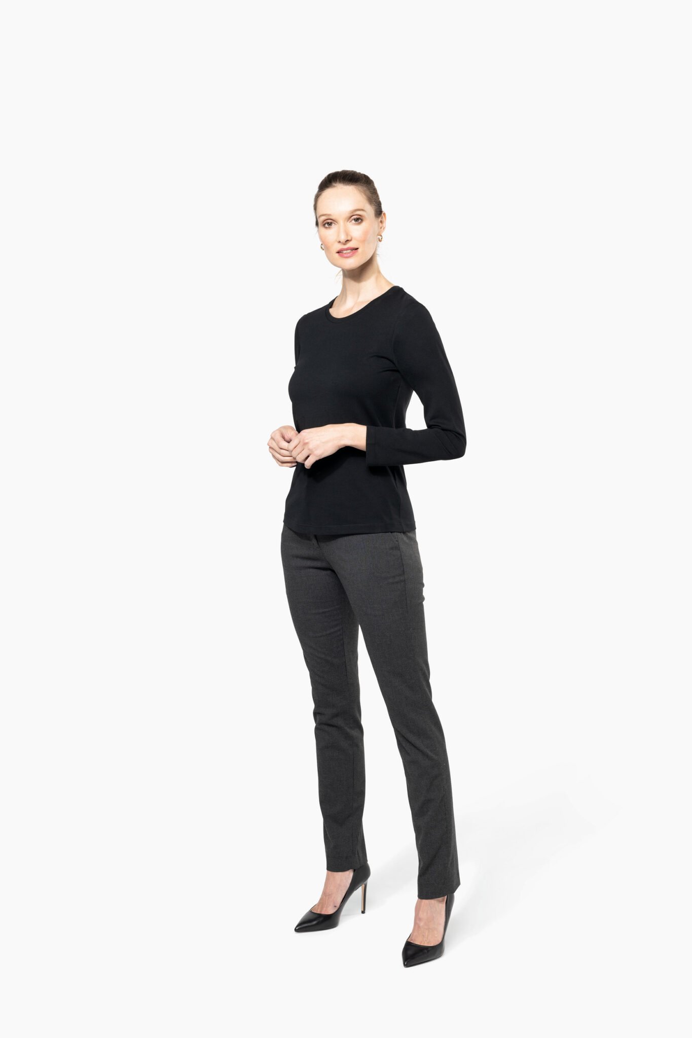 Miniature 5 pour T-shirt Supima® col rond manches longues femme