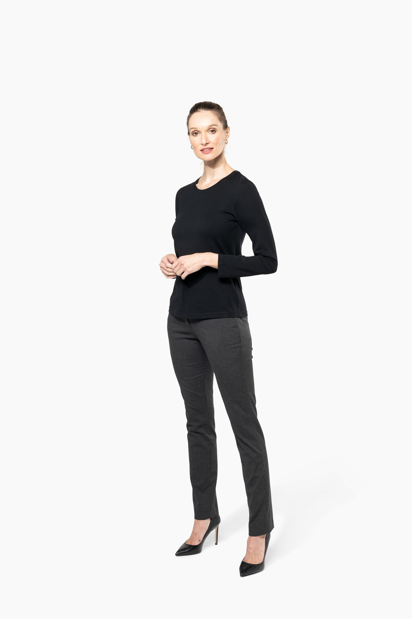 Miniature 5 pour T-shirt Supima® col rond manches longues femme
