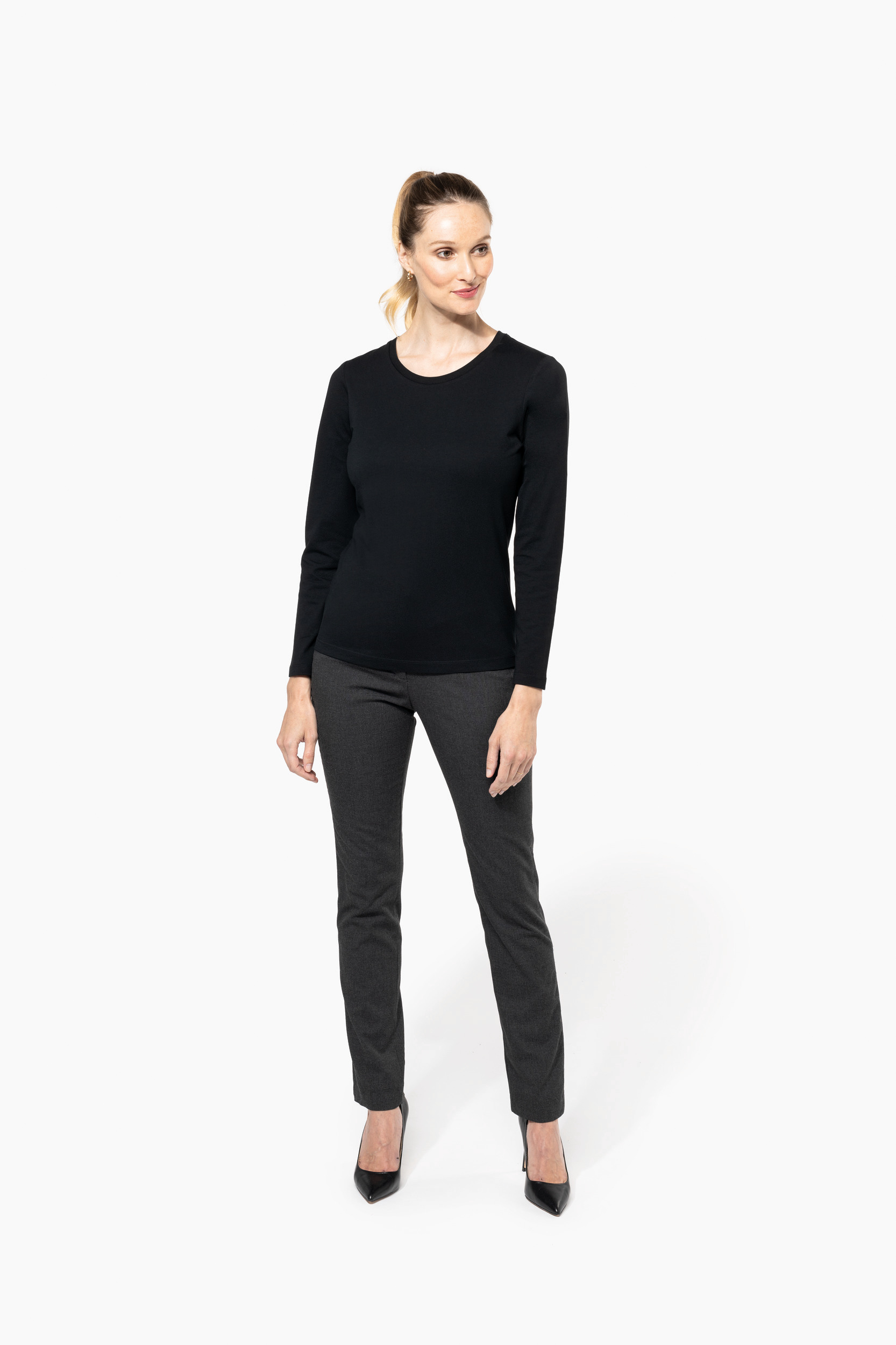 Miniature 4 pour T-shirt Supima® col rond manches longues femme
