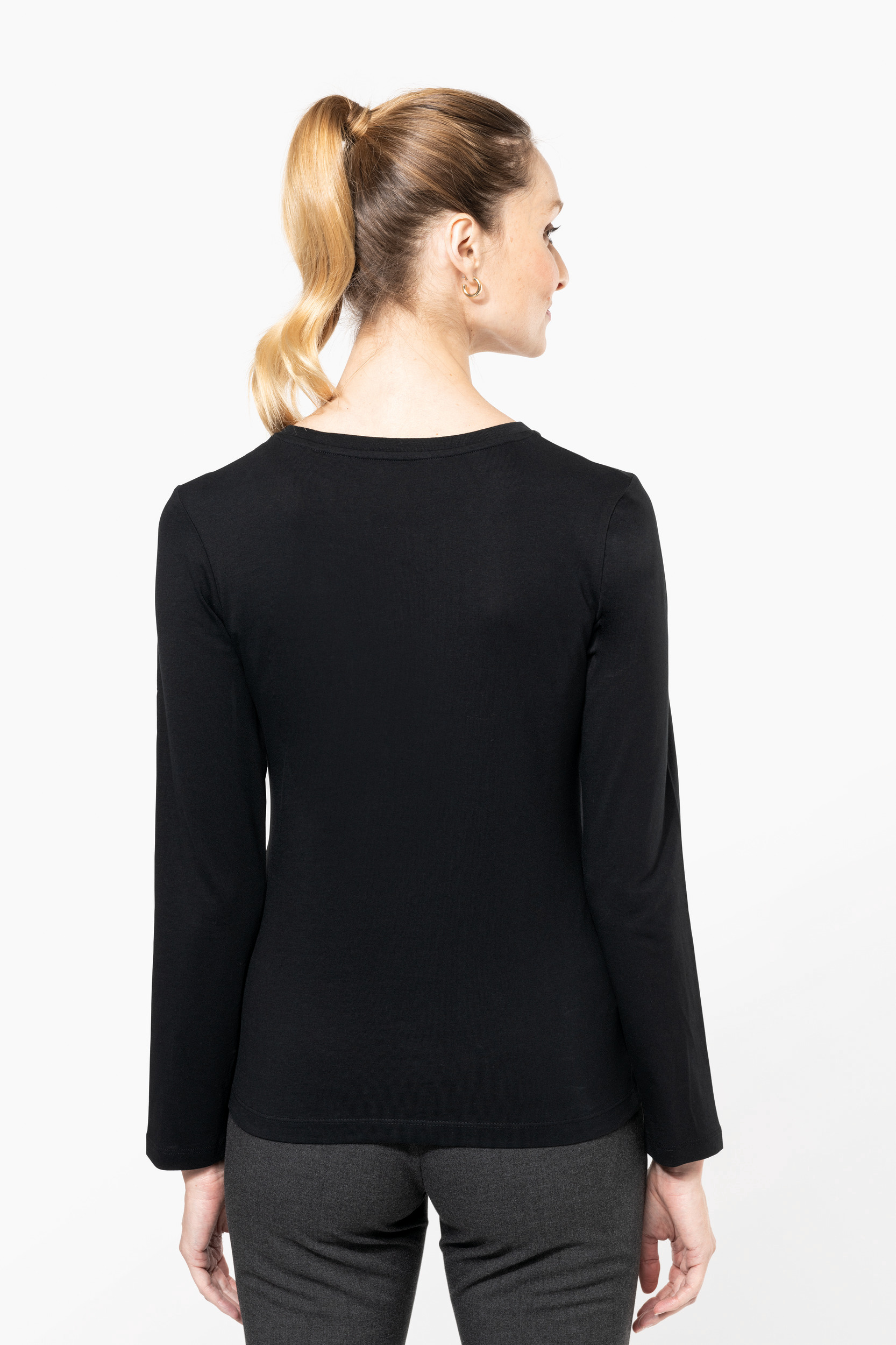 Miniature 2 pour T-shirt Supima® col rond manches longues femme