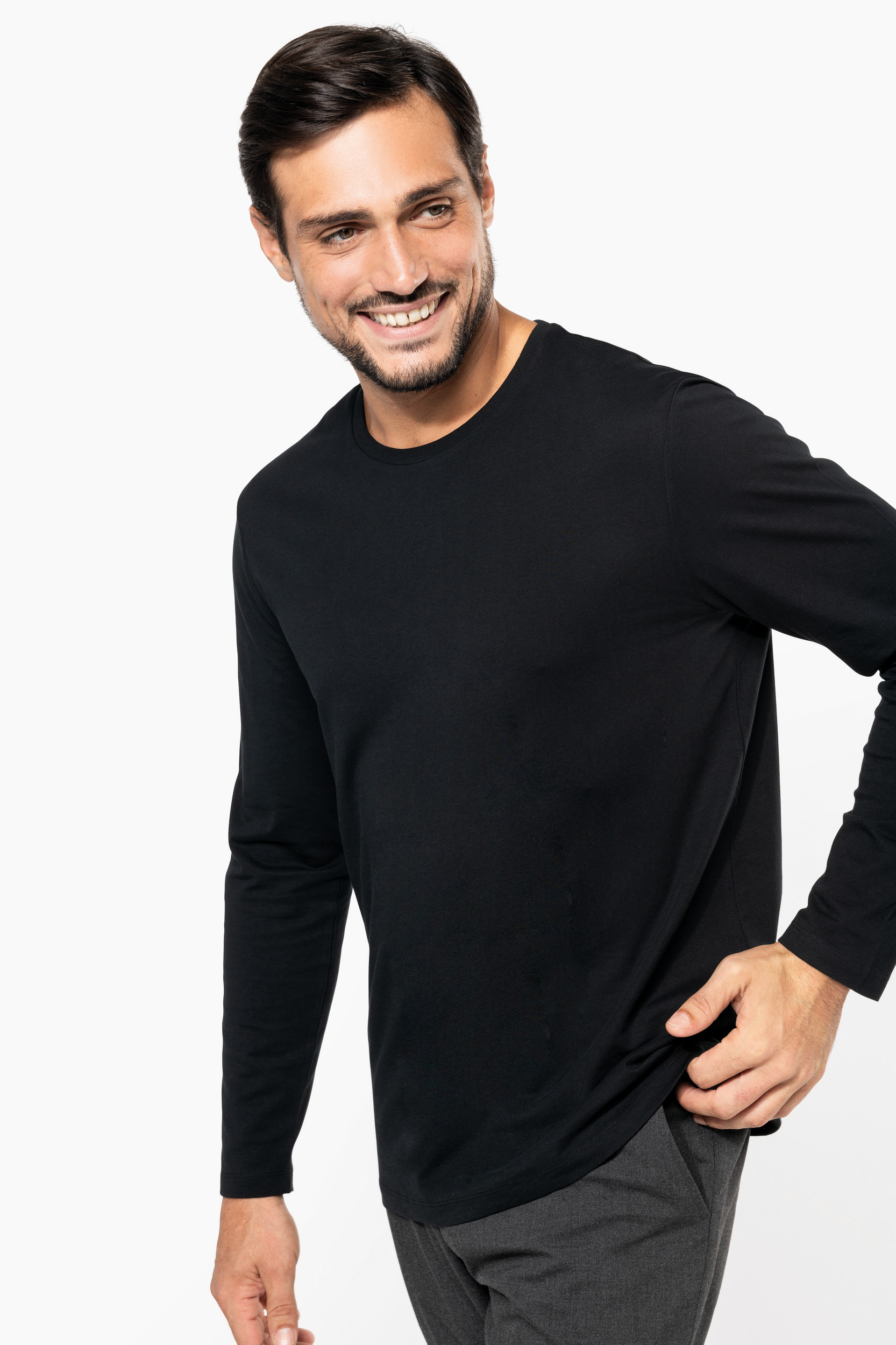 Miniature 3 pour T-shirt Supima® col rond manches longues homme