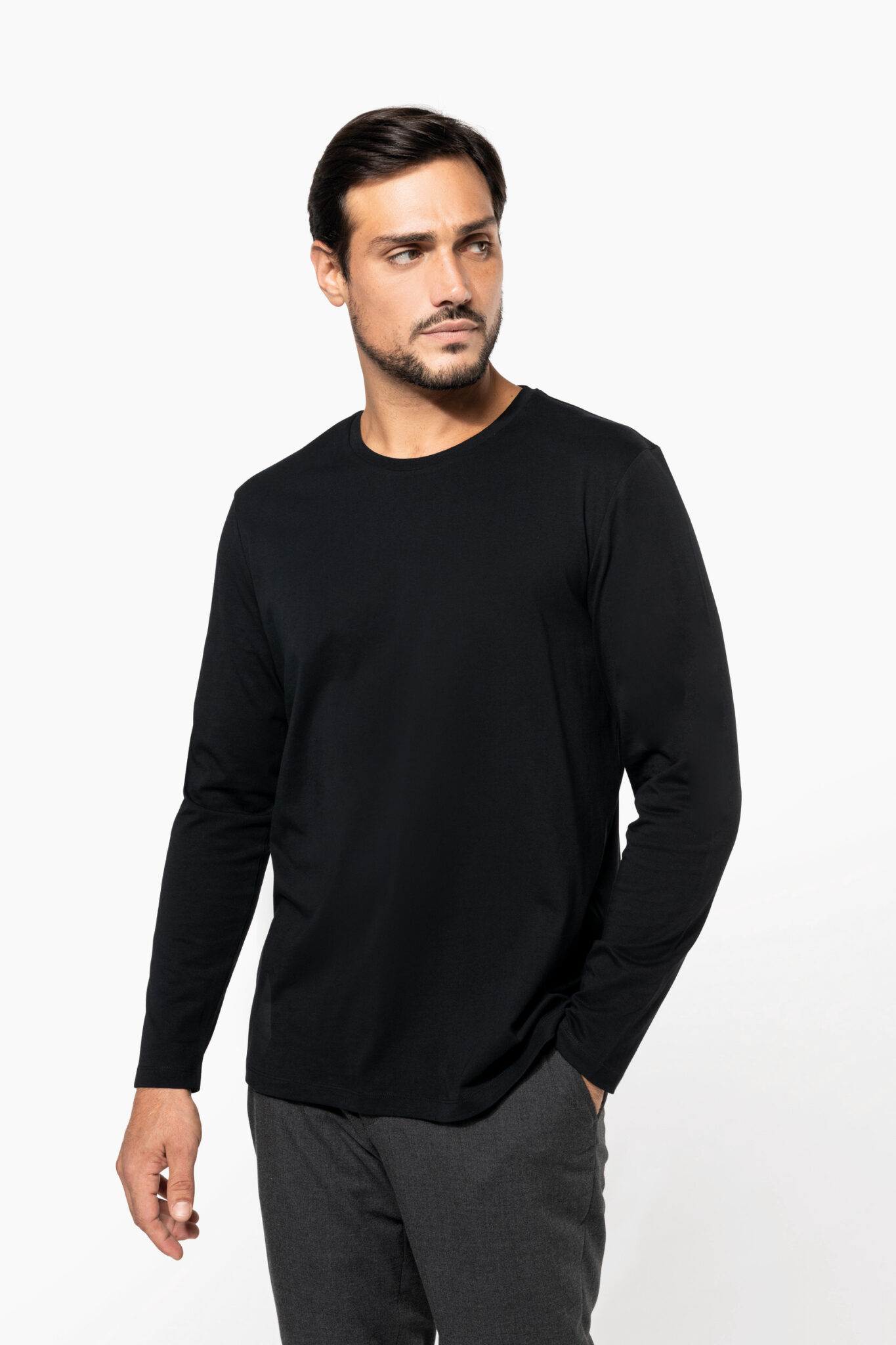 Miniature 1 pour T-shirt Supima® col rond manches longues homme