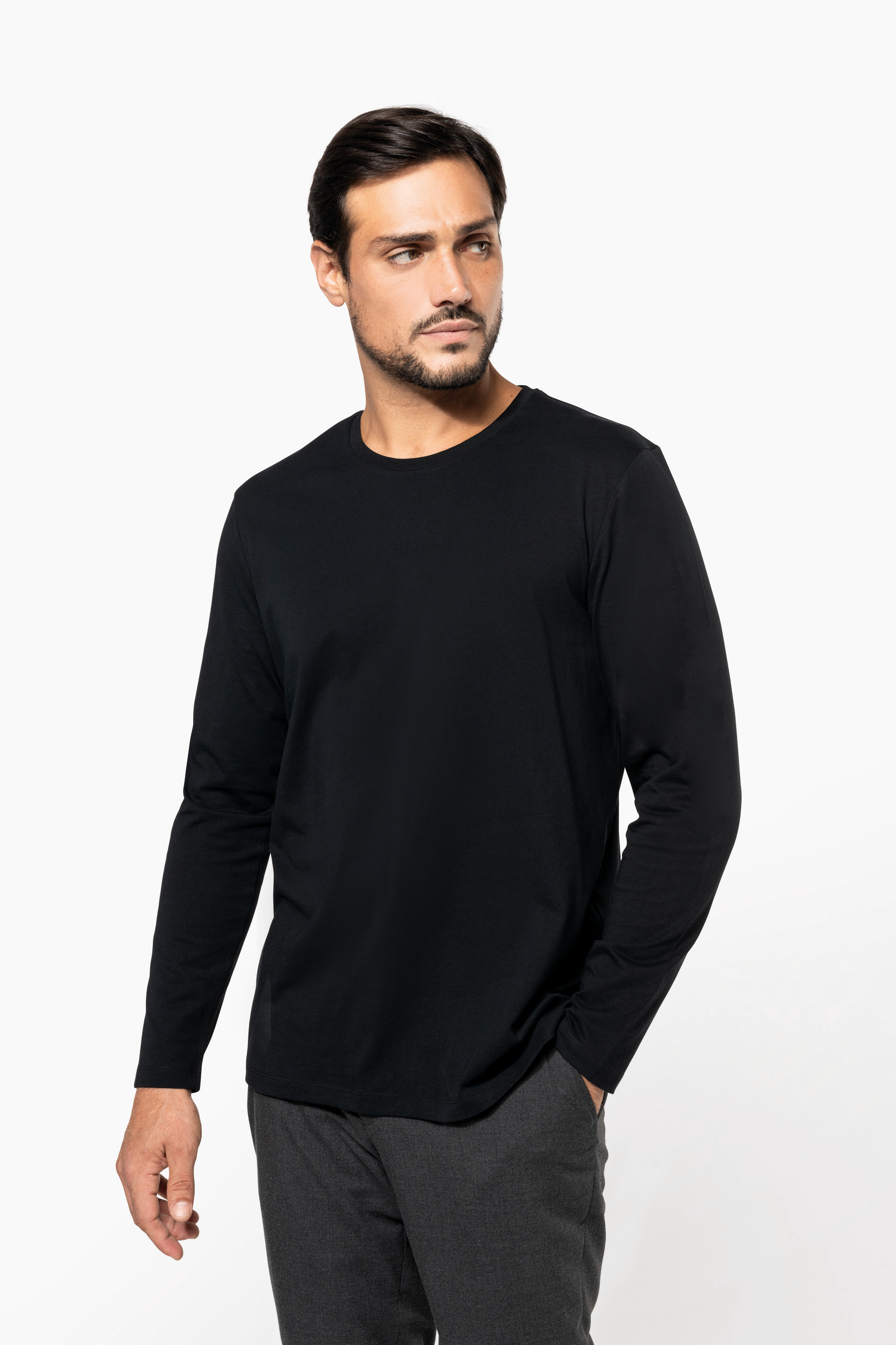 Miniature 1 pour T-shirt Supima® col rond manches longues homme