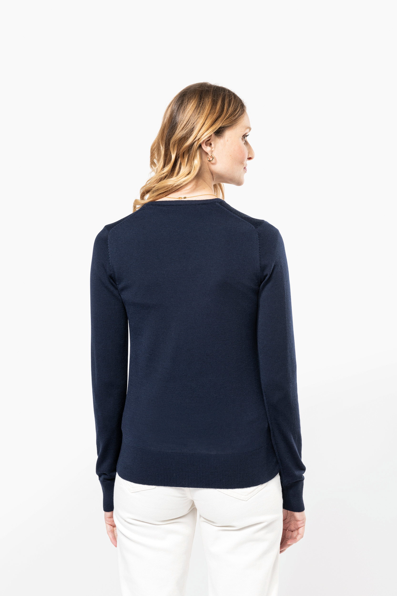 Miniature 2 pour Pull Mérinos col V femme