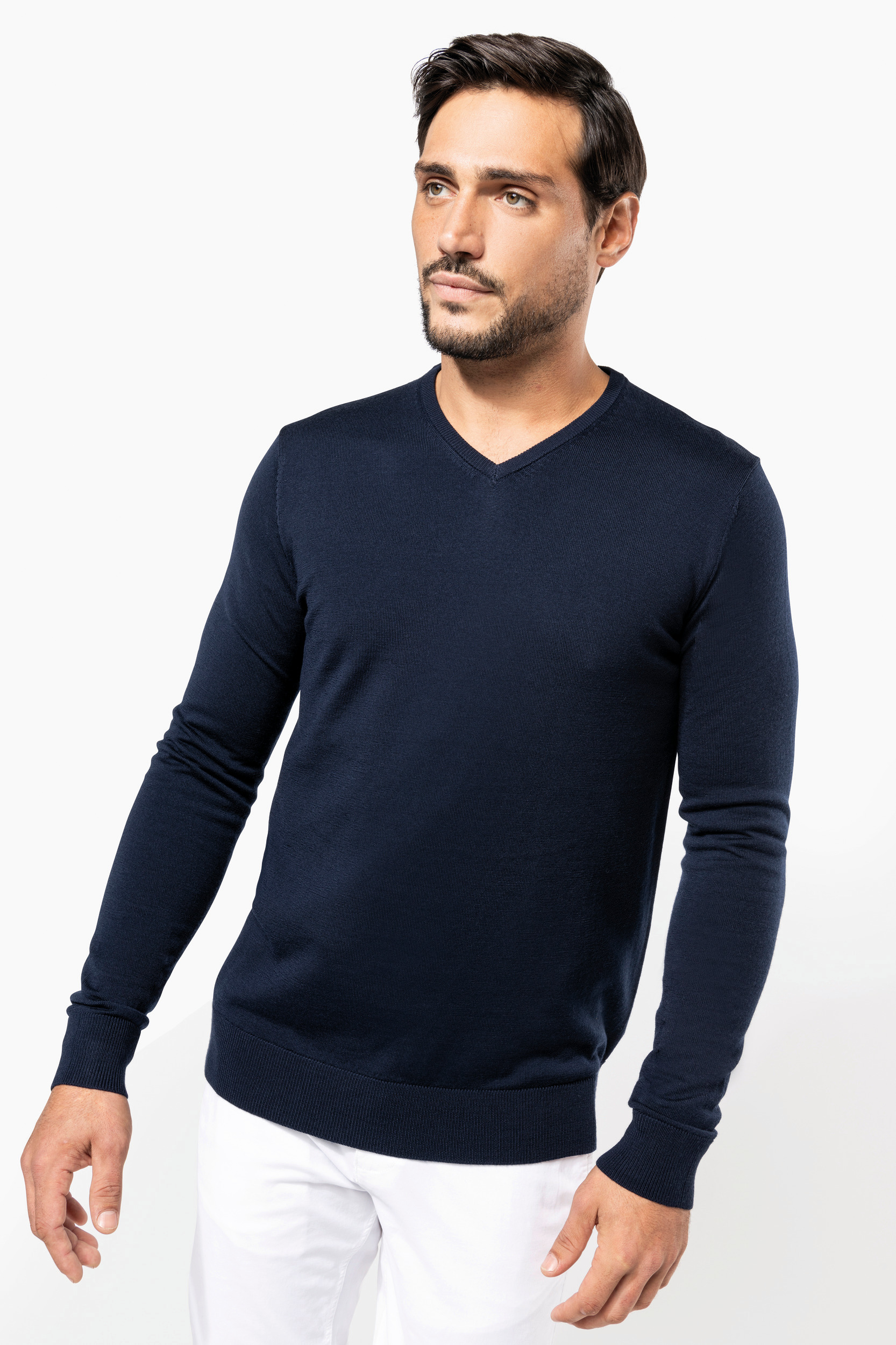 Miniature 1 pour Pull Mérinos col V homme