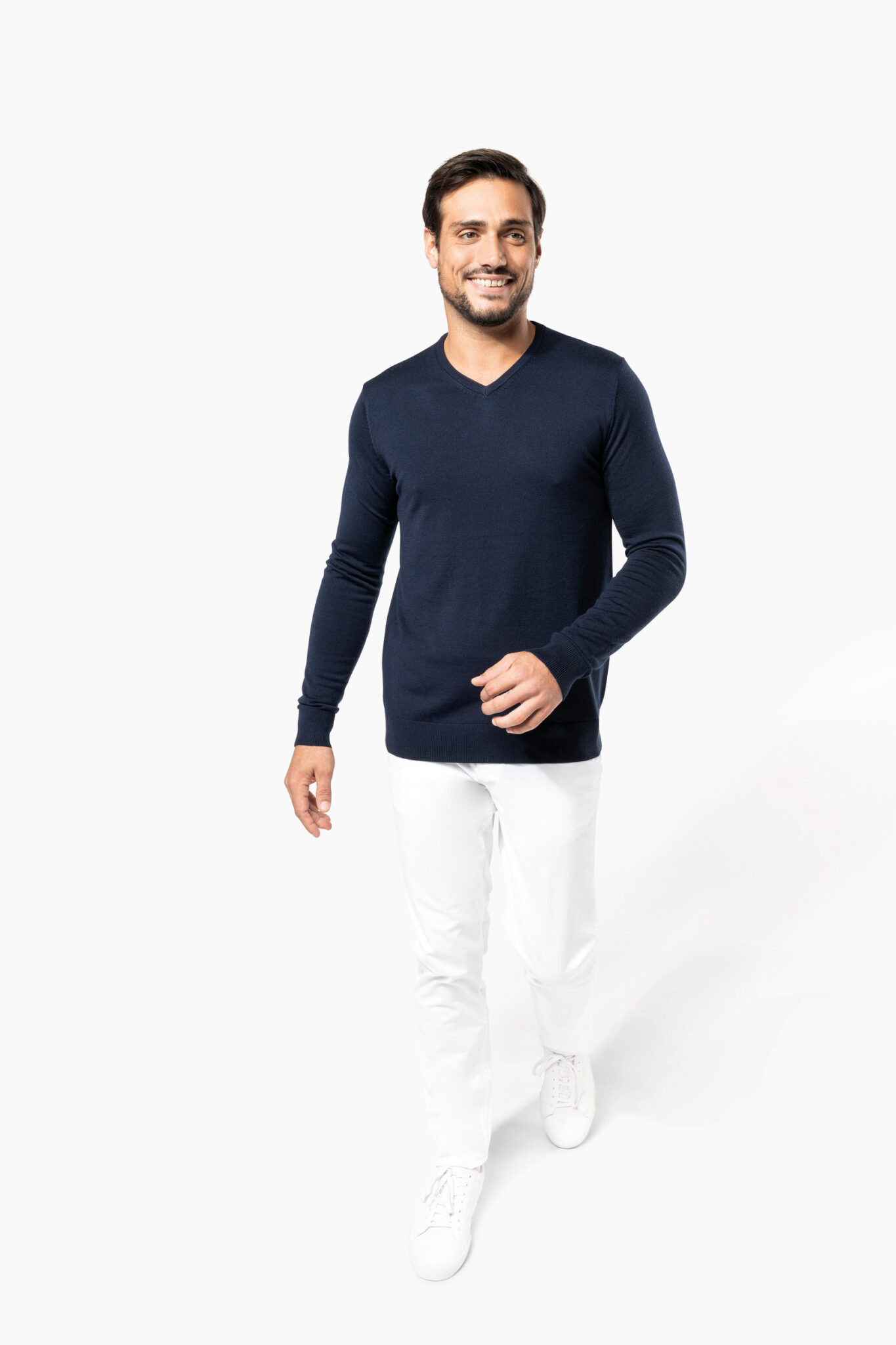 Miniature 4 pour Pull Mérinos col V homme