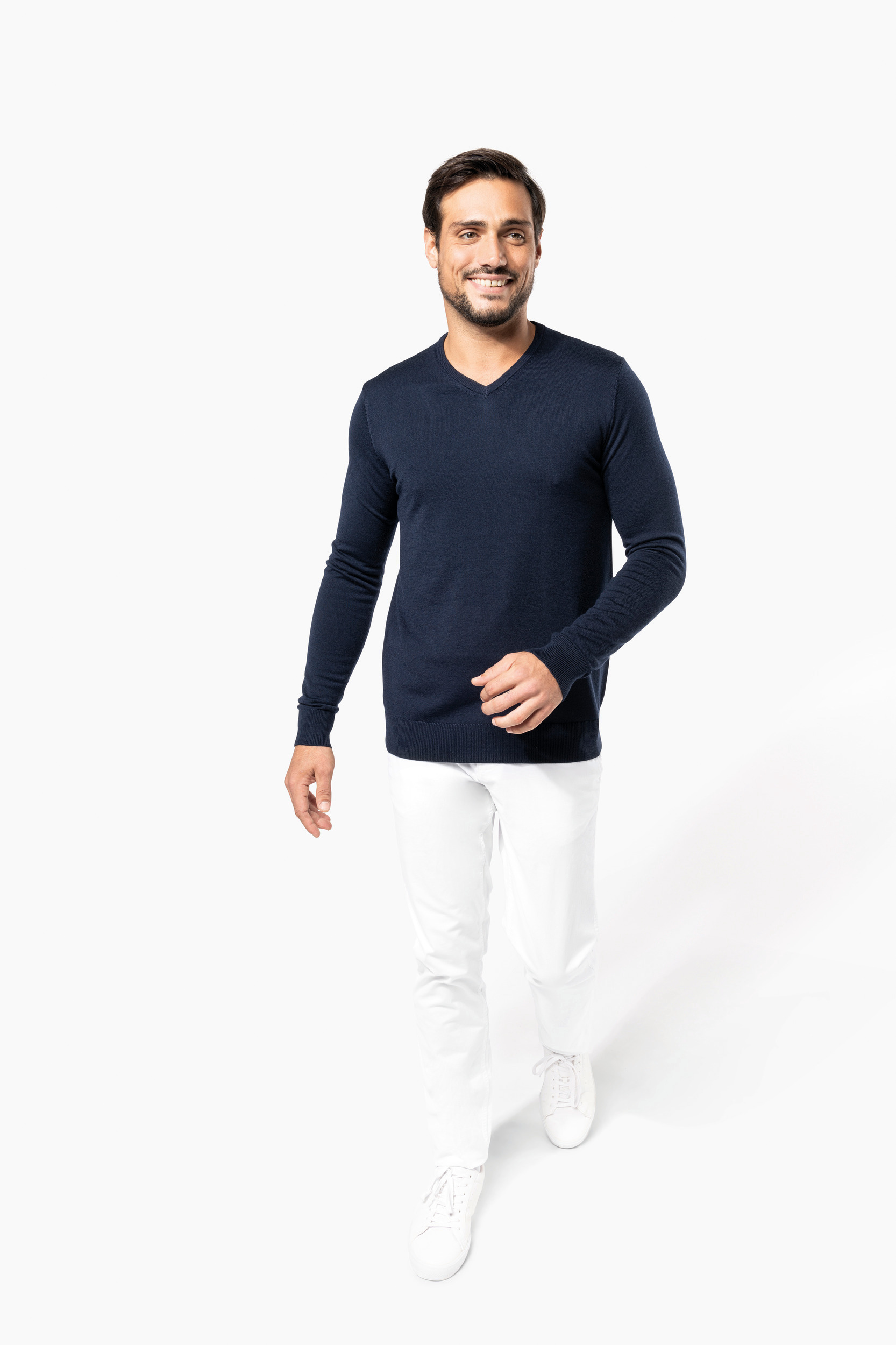 Miniature 4 pour Pull Mérinos col V homme