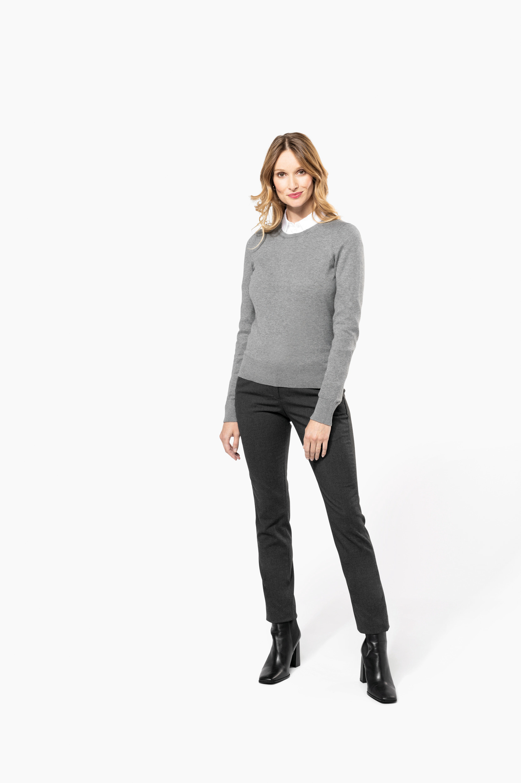 Miniature 4 pour Pull Supima® col rond  femme