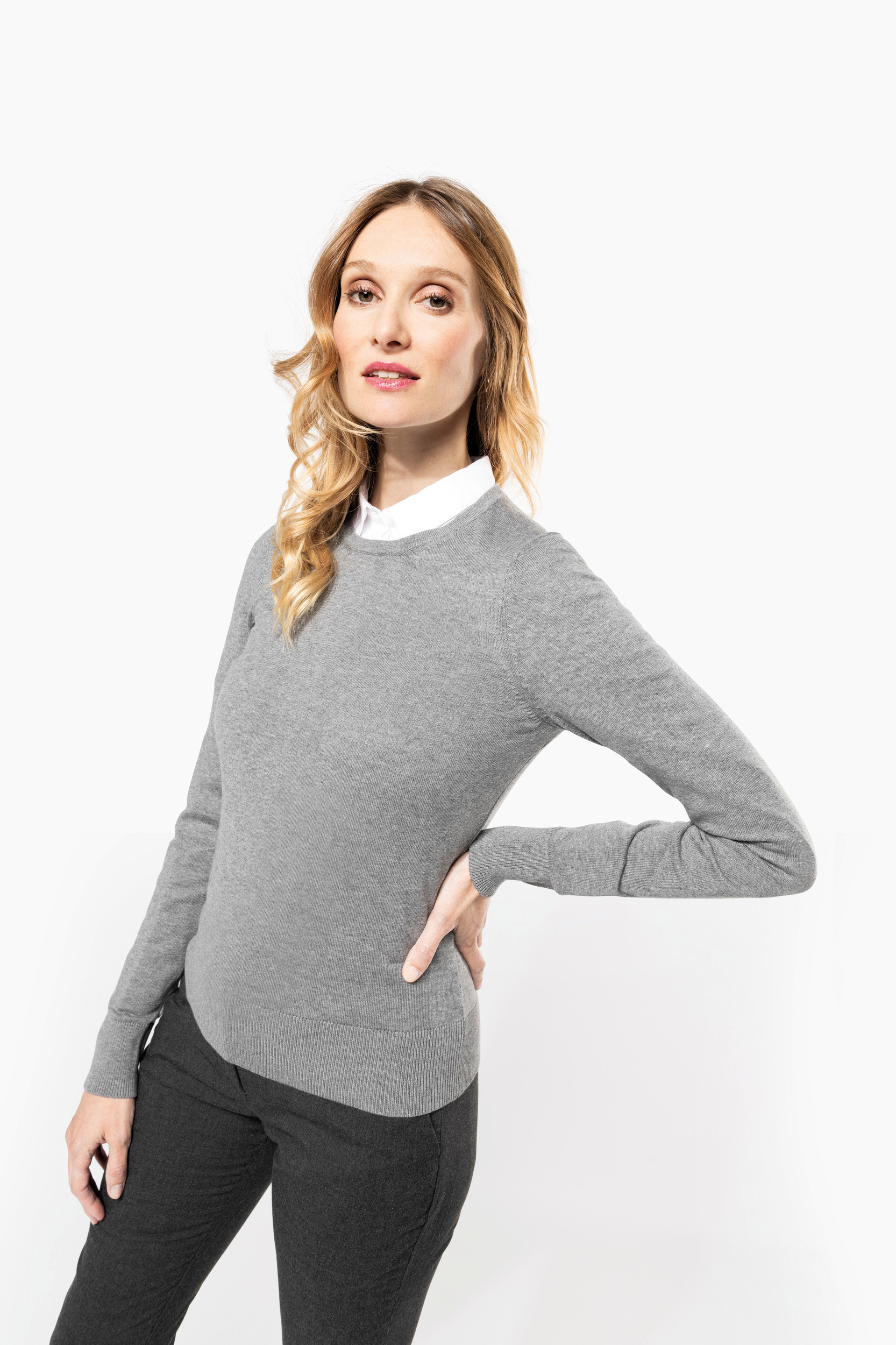Miniature 3 pour Pull Supima® col rond  femme