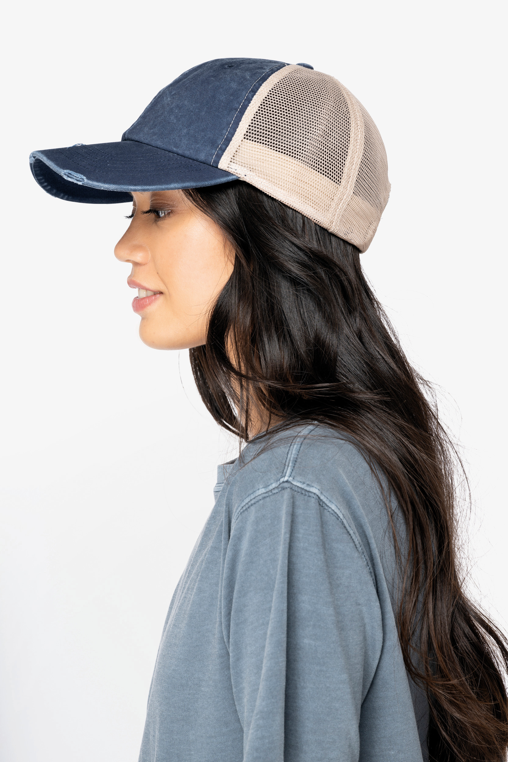 Miniature 2 pour Casquette trucker écoresponsable  effet déchiré unisexe