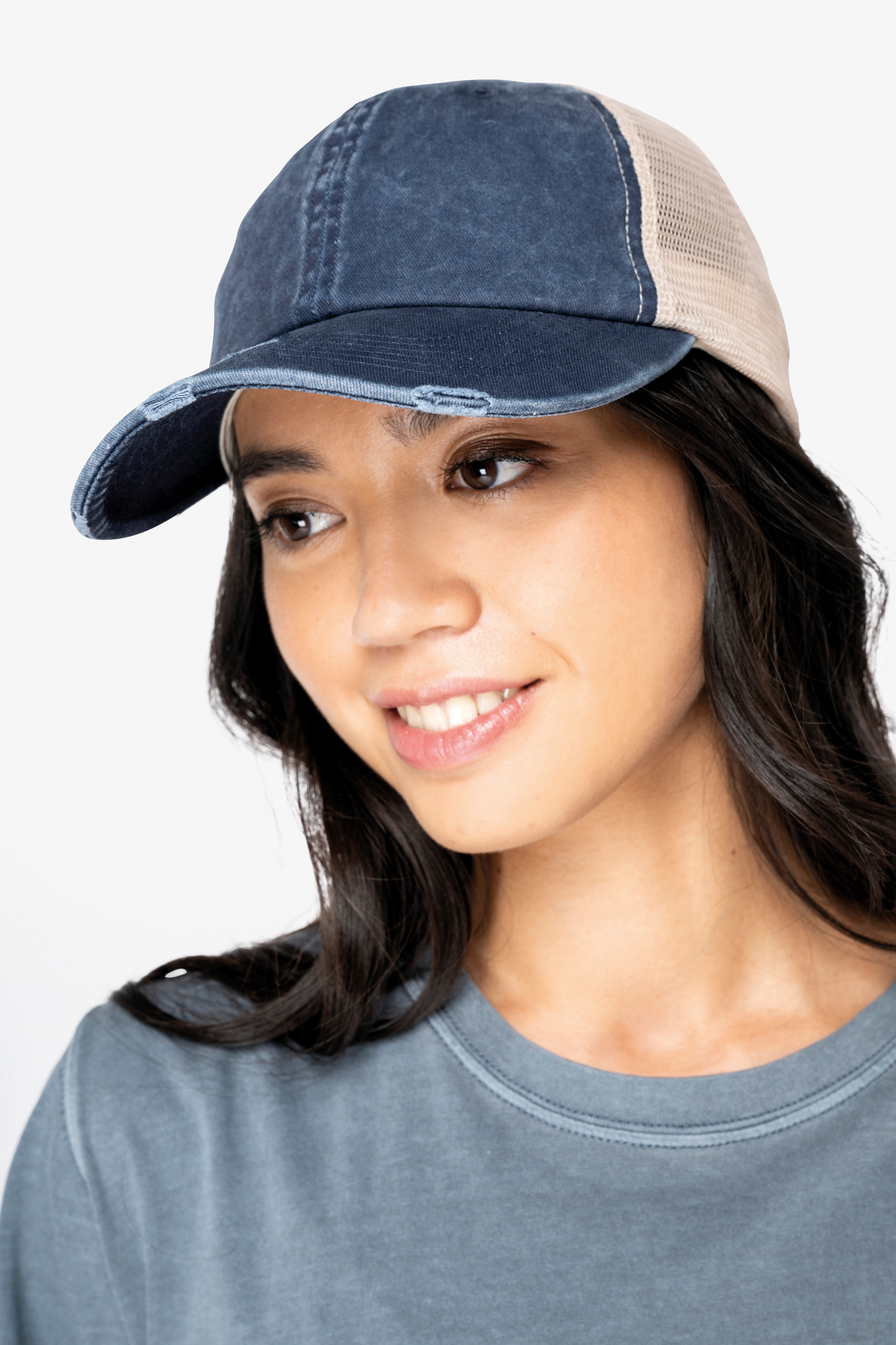 Miniature 1 pour Casquette trucker écoresponsable  effet déchiré unisexe