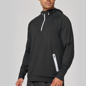 Visuel Sweat-shirt à capuche 1/4 zip sport unisexe