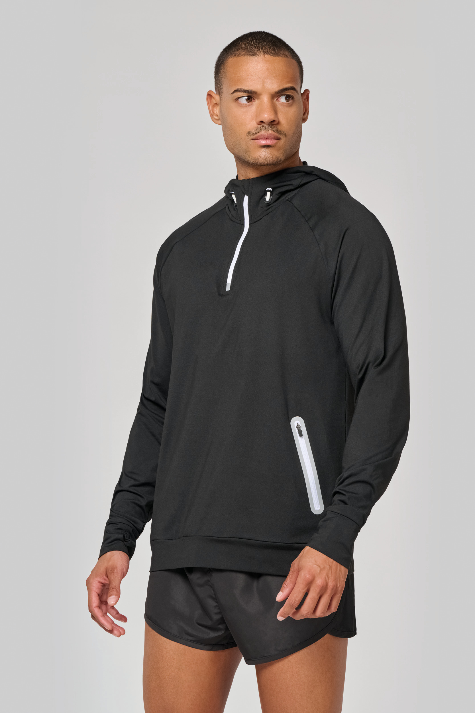 Miniature 1 pour Sweat-shirt à capuche 1/4 zip sport unisexe