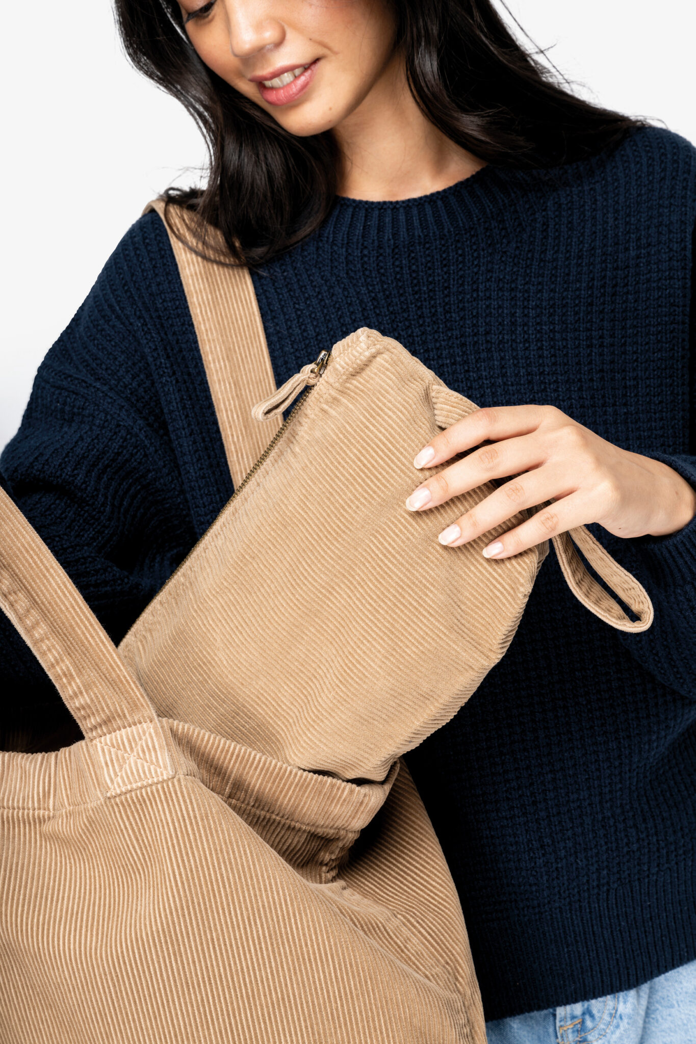 Miniature 3 pour Pochette écoresponsable délavée en velours côtelé