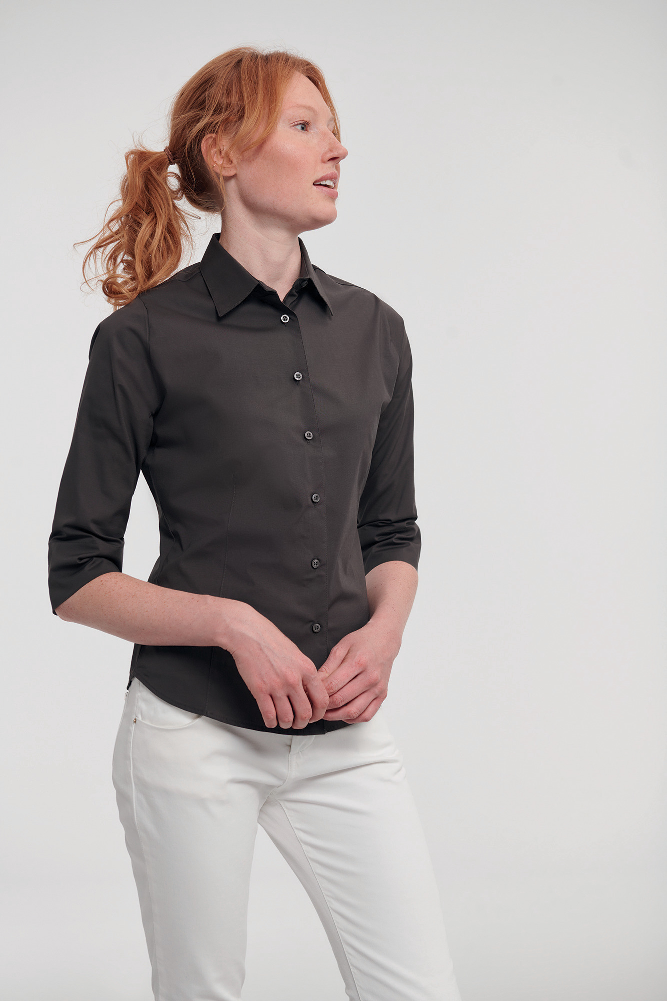 Miniature 3 pour Chemise fittée femme manches 3/4